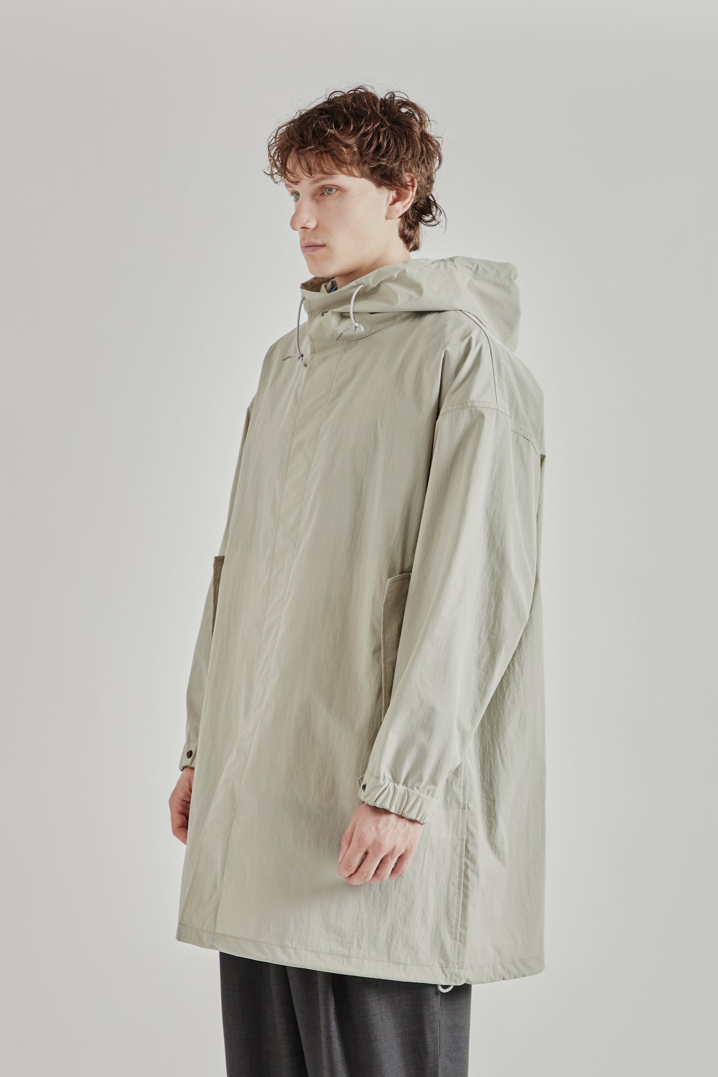 Still by Hand SS26 Hooded Nylon Coat Ice Grey2211