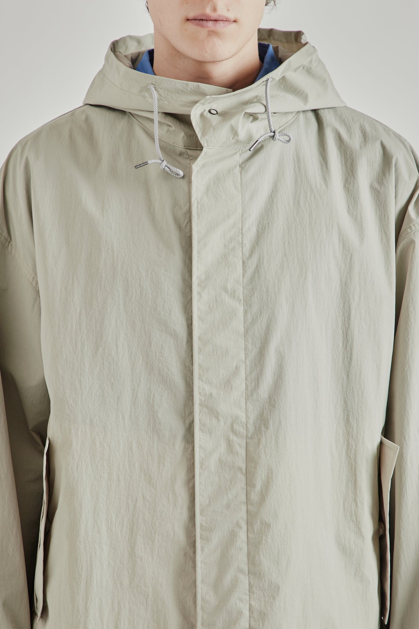 Still by Hand SS26 Hooded Nylon Coat Ice Grey2220