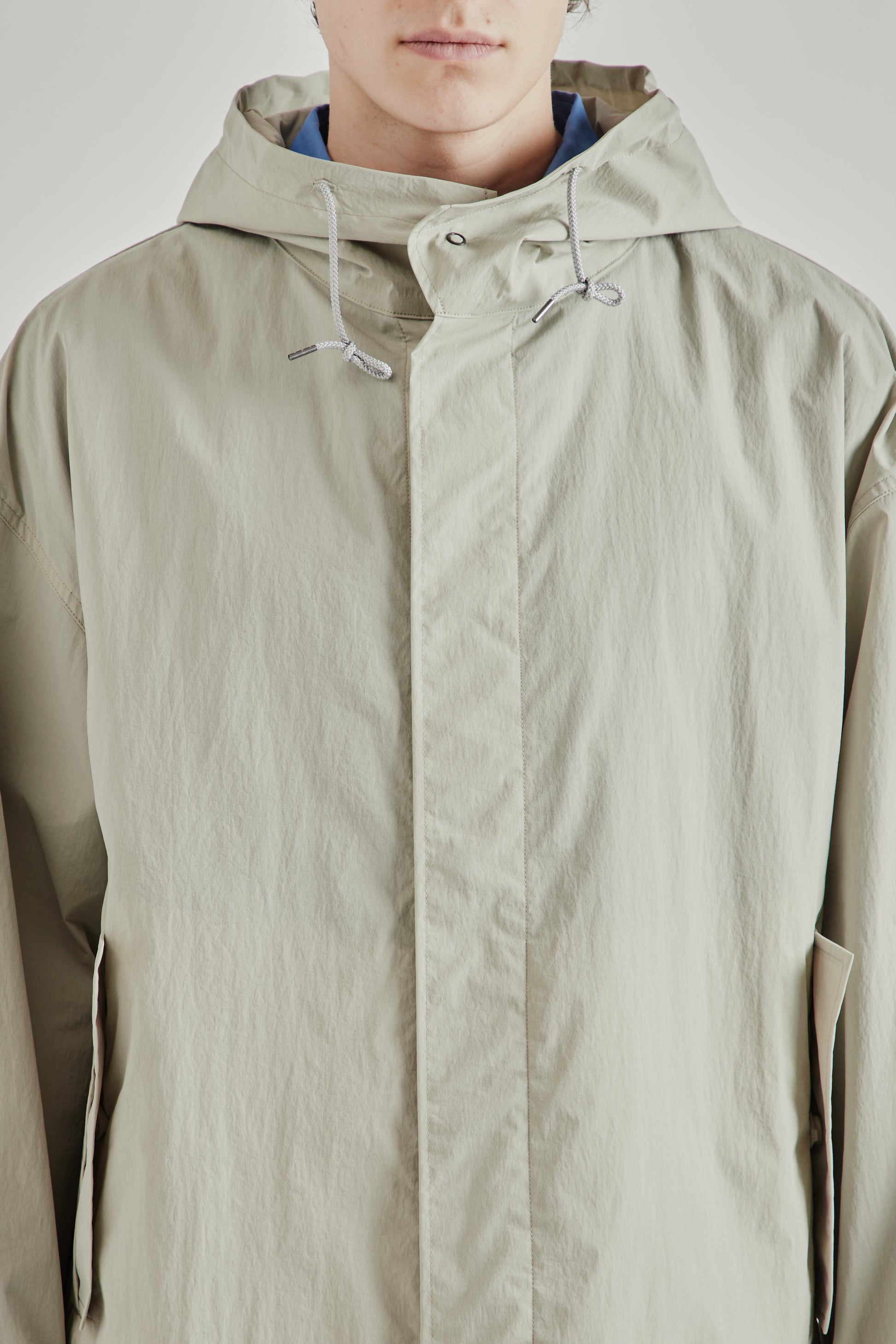 Still by Hand SS26 Hooded Nylon Coat Ice Grey2220