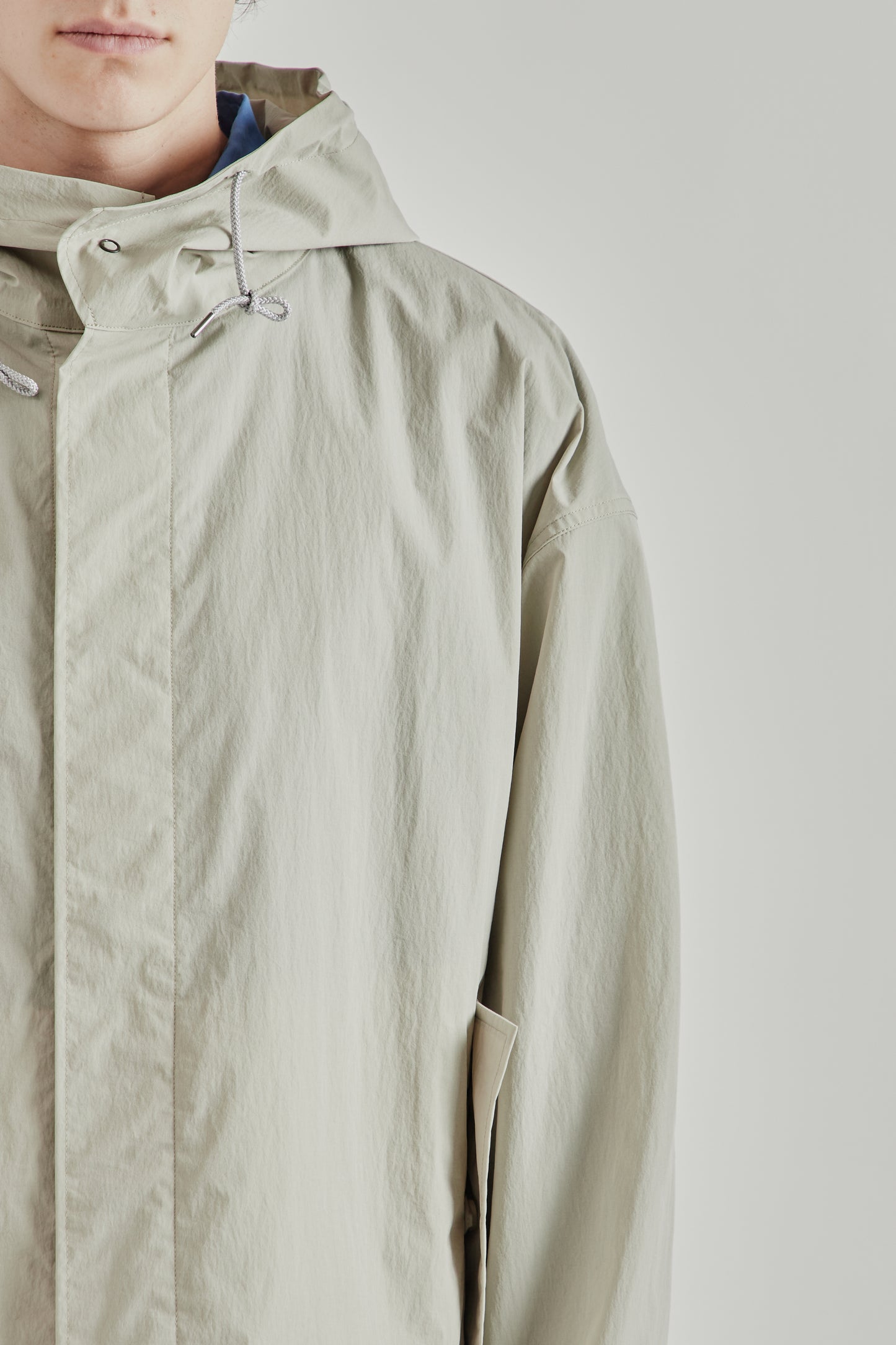 Still by Hand SS26 Hooded Nylon Coat Ice Grey2221