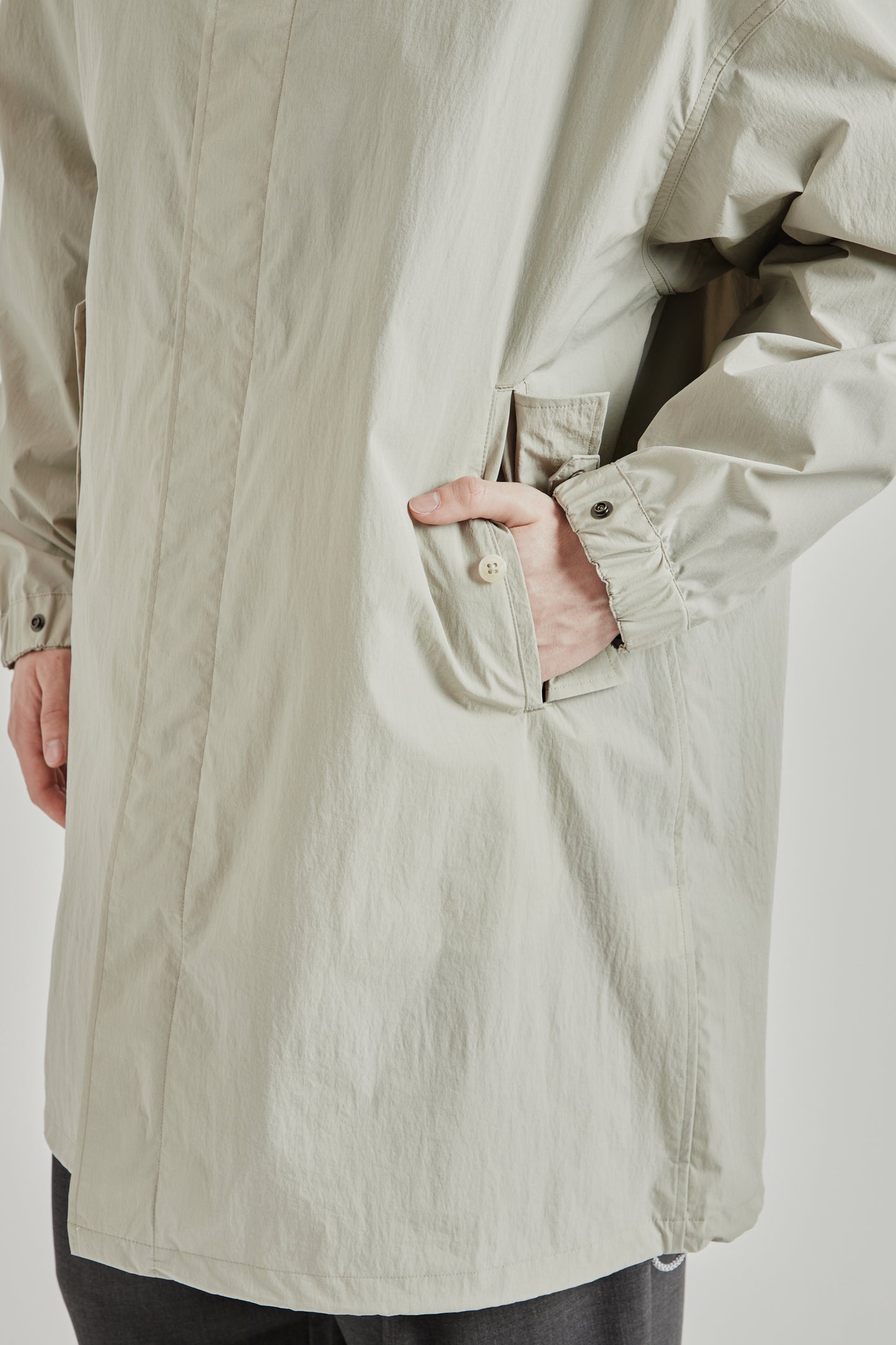 Still by Hand SS26 Hooded Nylon Coat Ice Grey2224