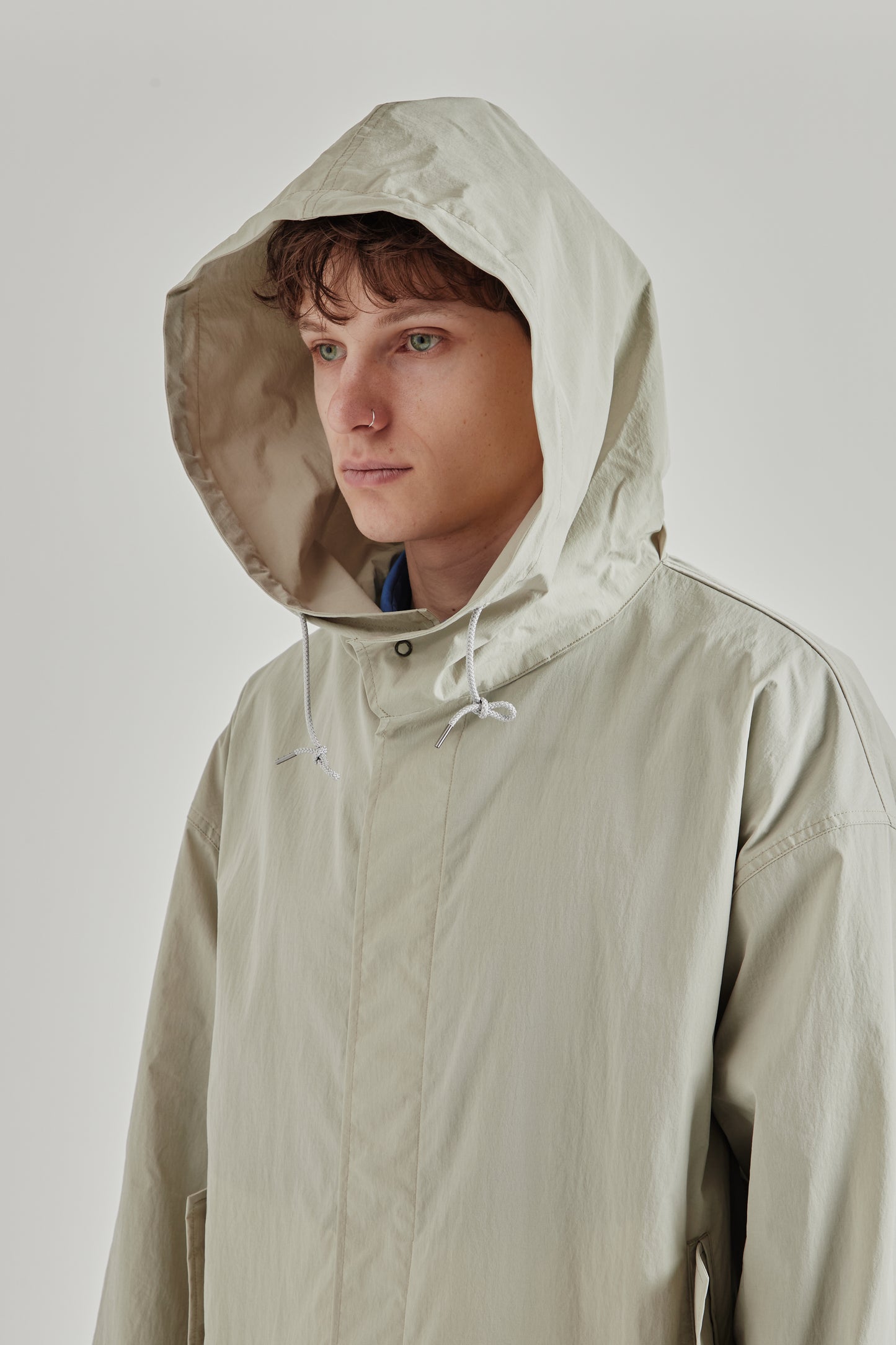 Still by Hand SS26 Hooded Nylon Coat Ice Grey2226