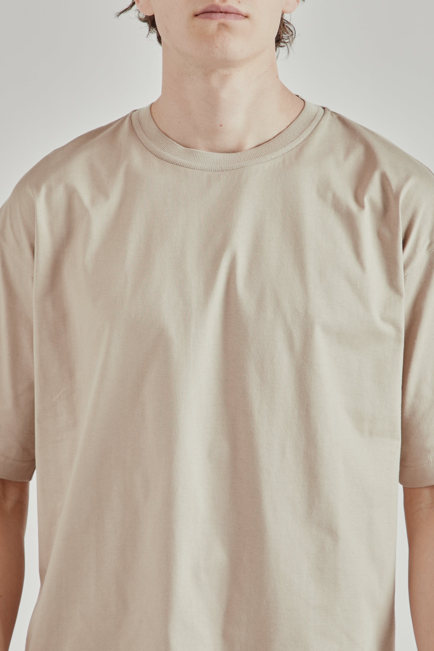 Still by Hand SS26 Knitted Rib T-Shirt Sand Beige2313