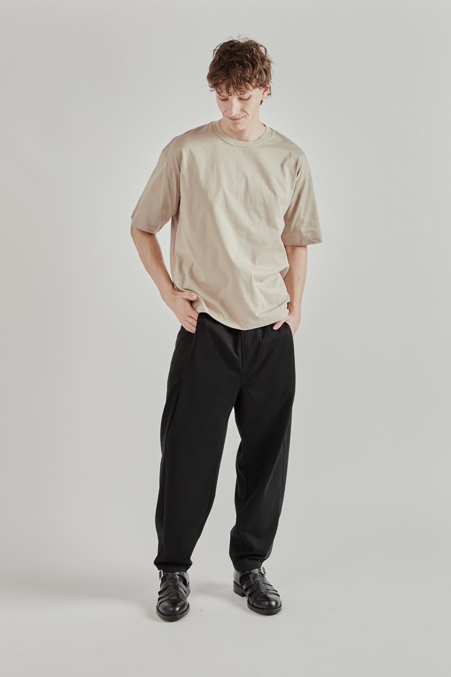Still by Hand SS26 Knitted Rib T-Shirt Sand Beige2320