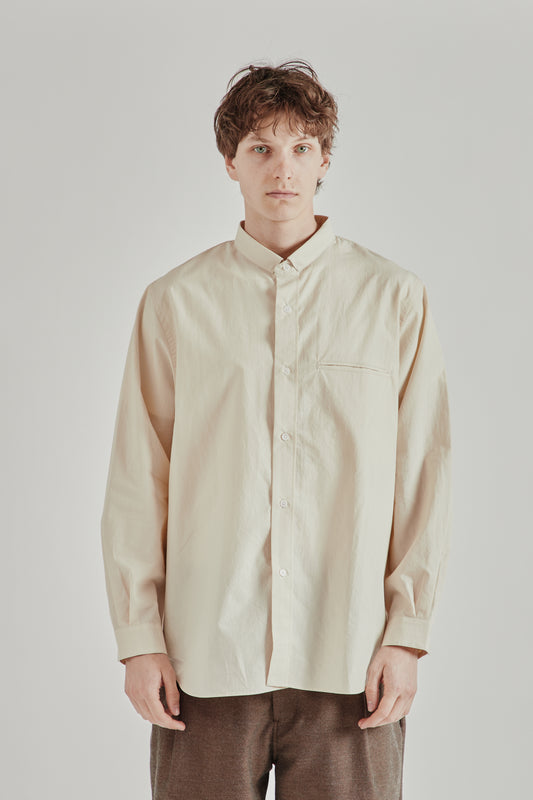 Still by Hand SS26 Linen Mixed Narrow Collar Shirt Light Beige2877