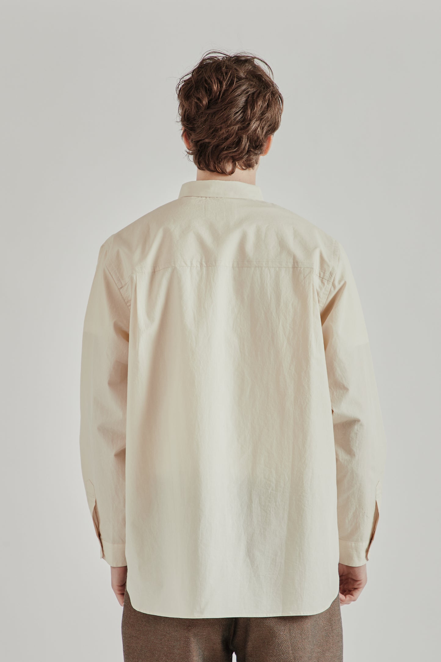 Still by Hand SS26 Linen Mixed Narrow Collar Shirt Light Beige2887