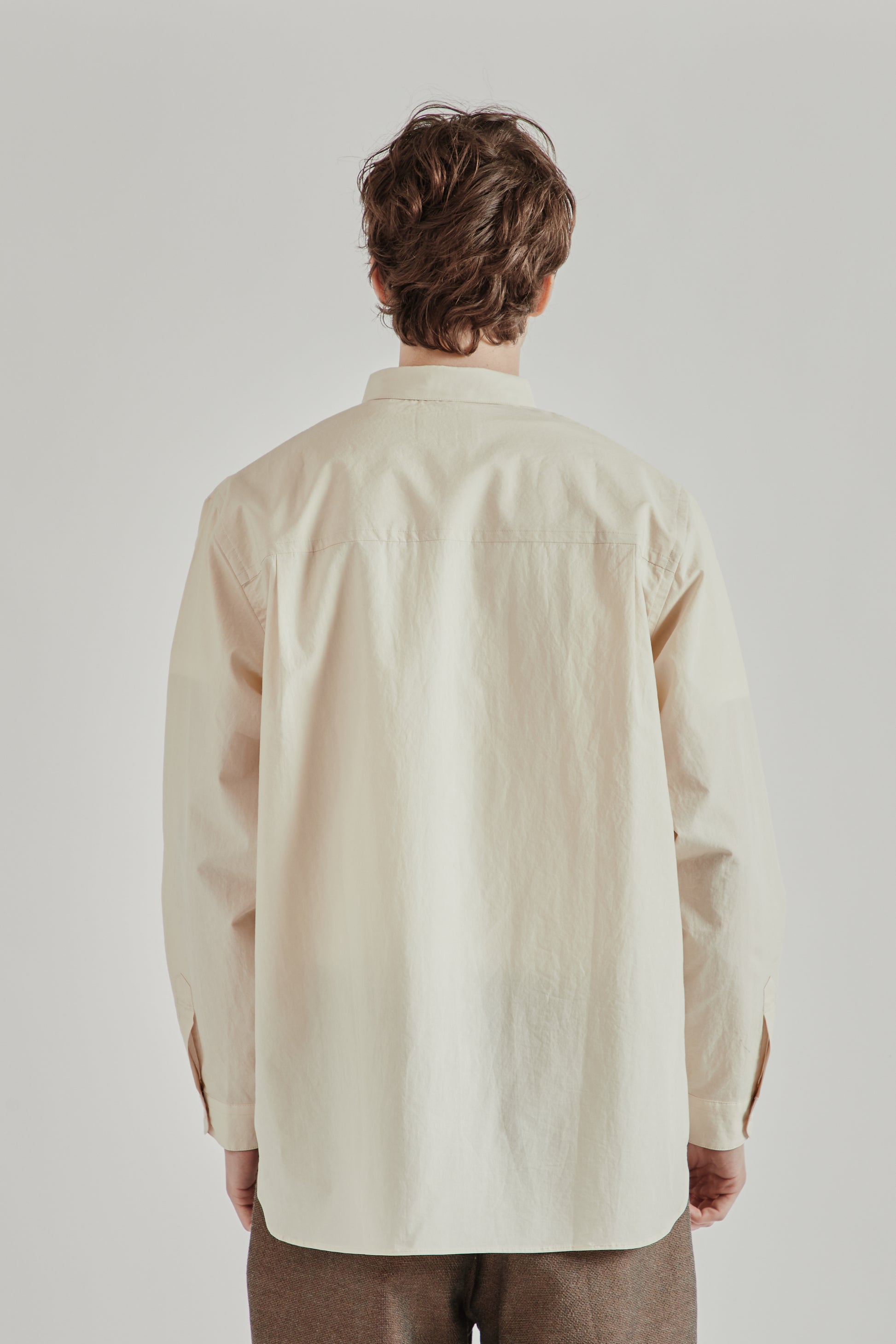 Still by Hand SS26 Linen Mixed Narrow Collar Shirt Light Beige2887