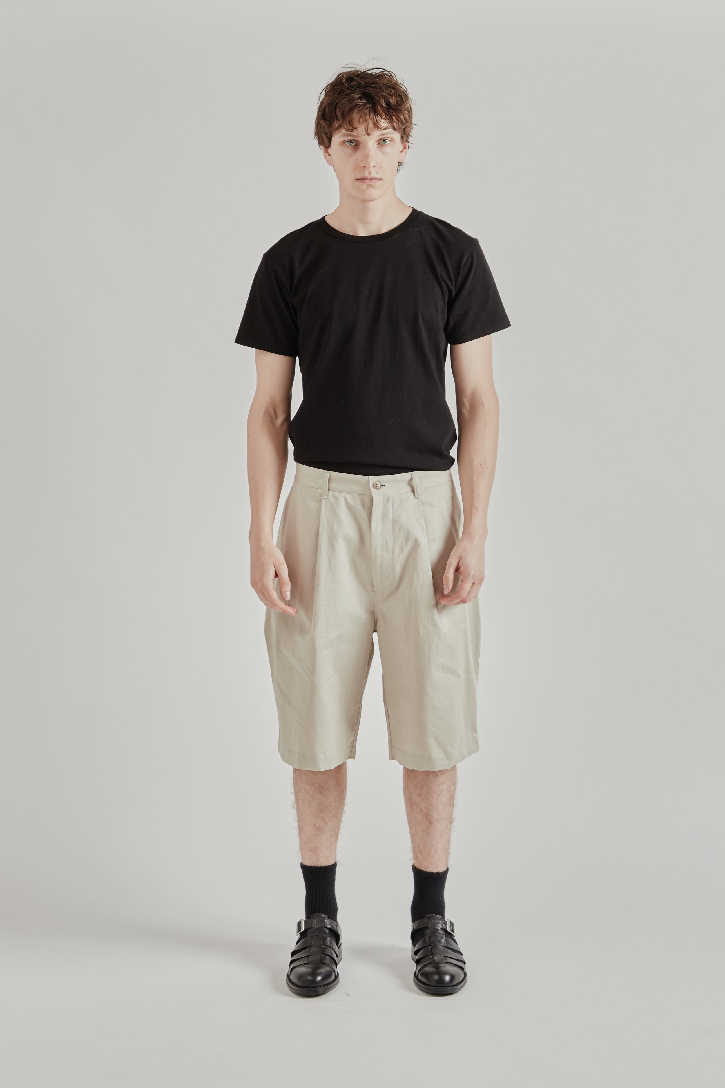 Still by Hand Linen Mixed Wide Shorts - Taupe | Wallace Mercantile