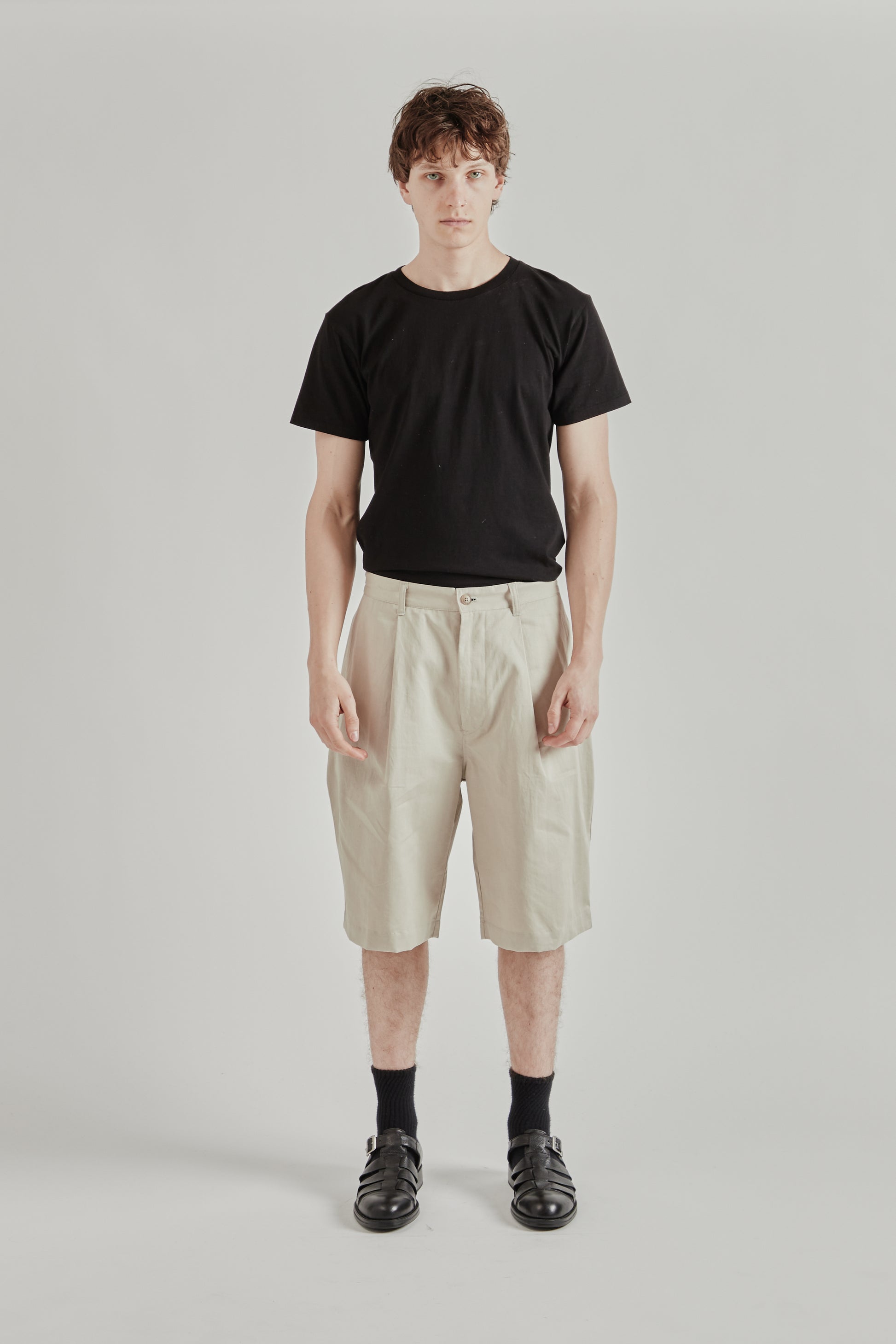 Still by Hand SS26 Linen Mixed Wide Shorts Taupe2376