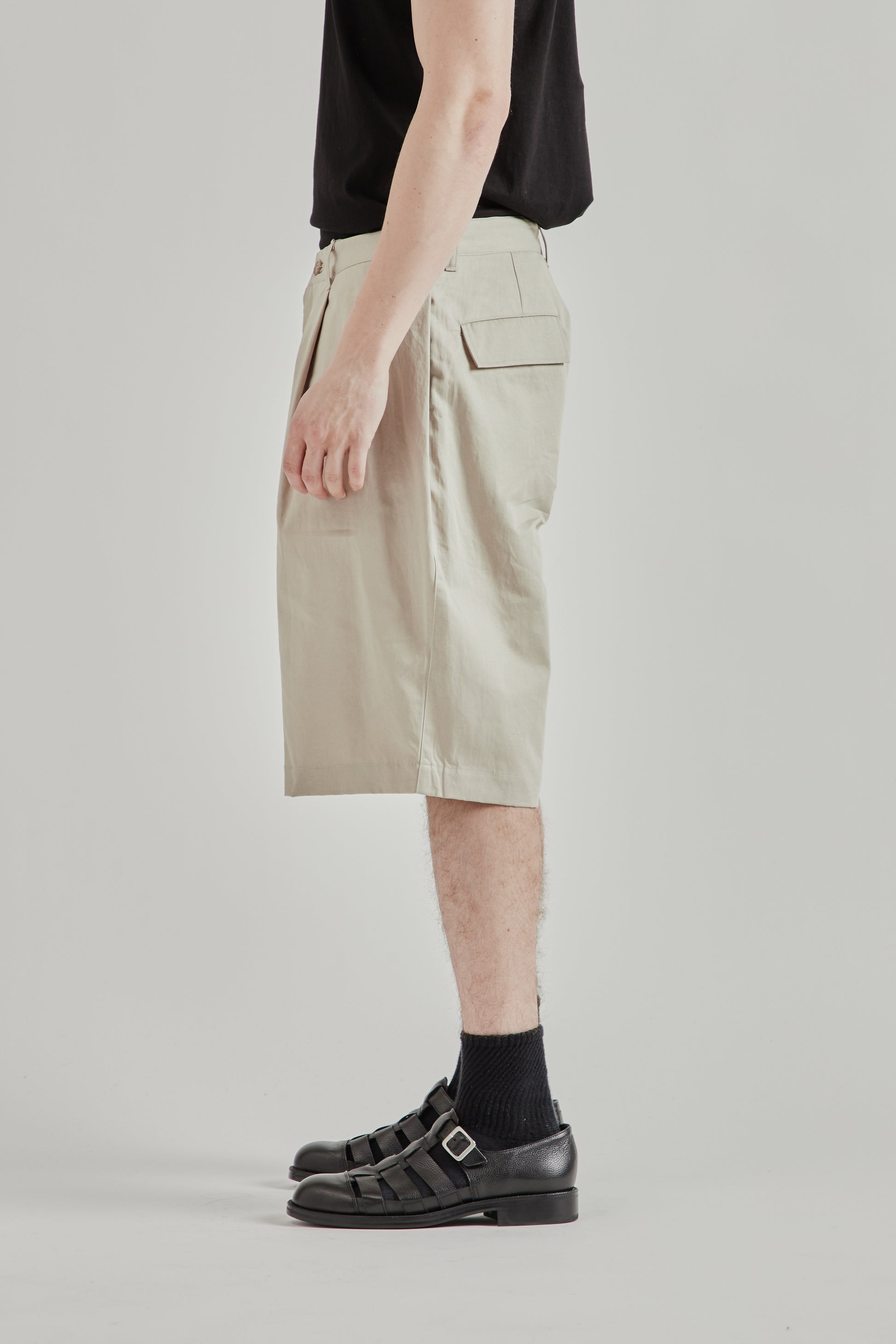 Still by Hand SS26 Linen Mixed Wide Shorts Taupe2382