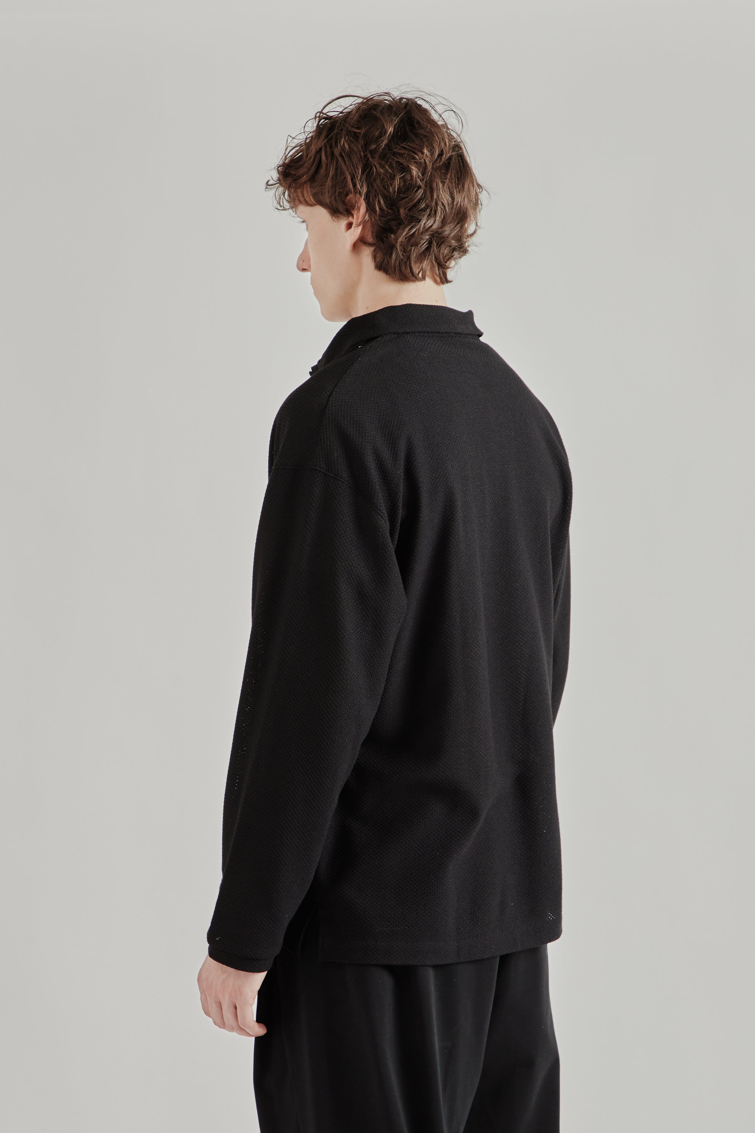 Still by Hand Moss Stitch Skipper Shirt - Black | Wallace