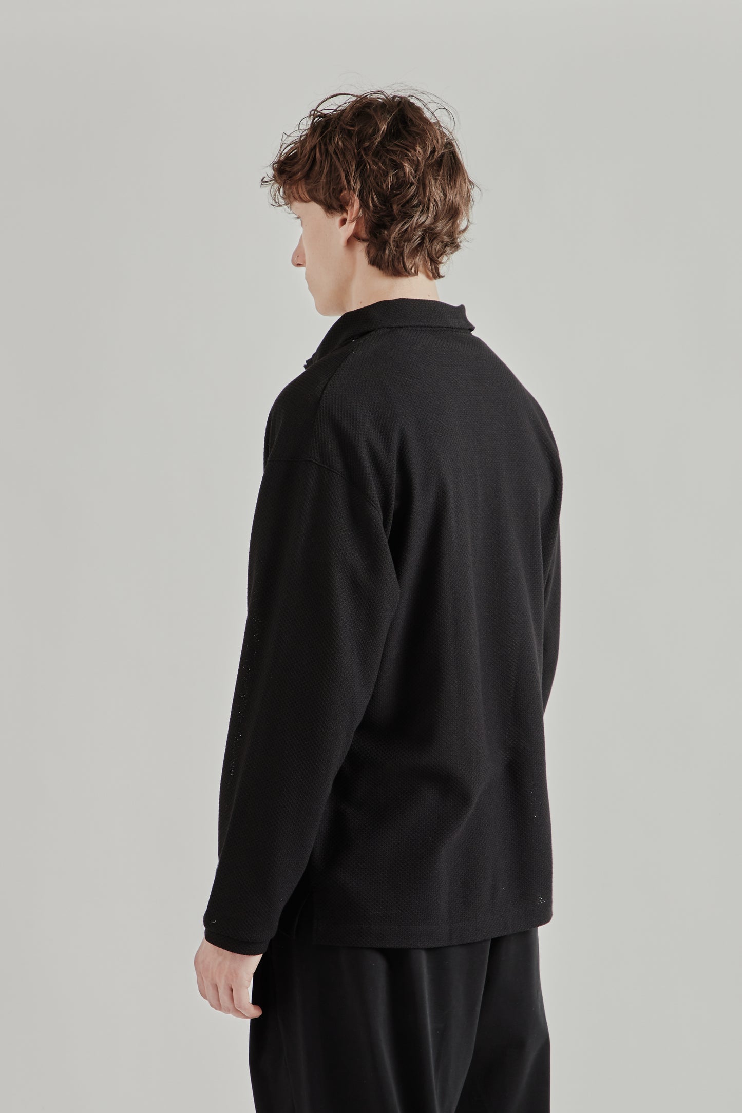 Still by Hand SS26 Moss Stitch Skipper Shirt Black2280