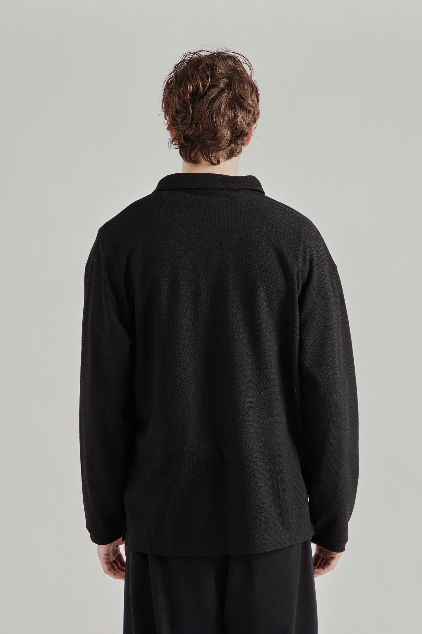 Still by Hand SS26 Moss Stitch Skipper Shirt Black2283