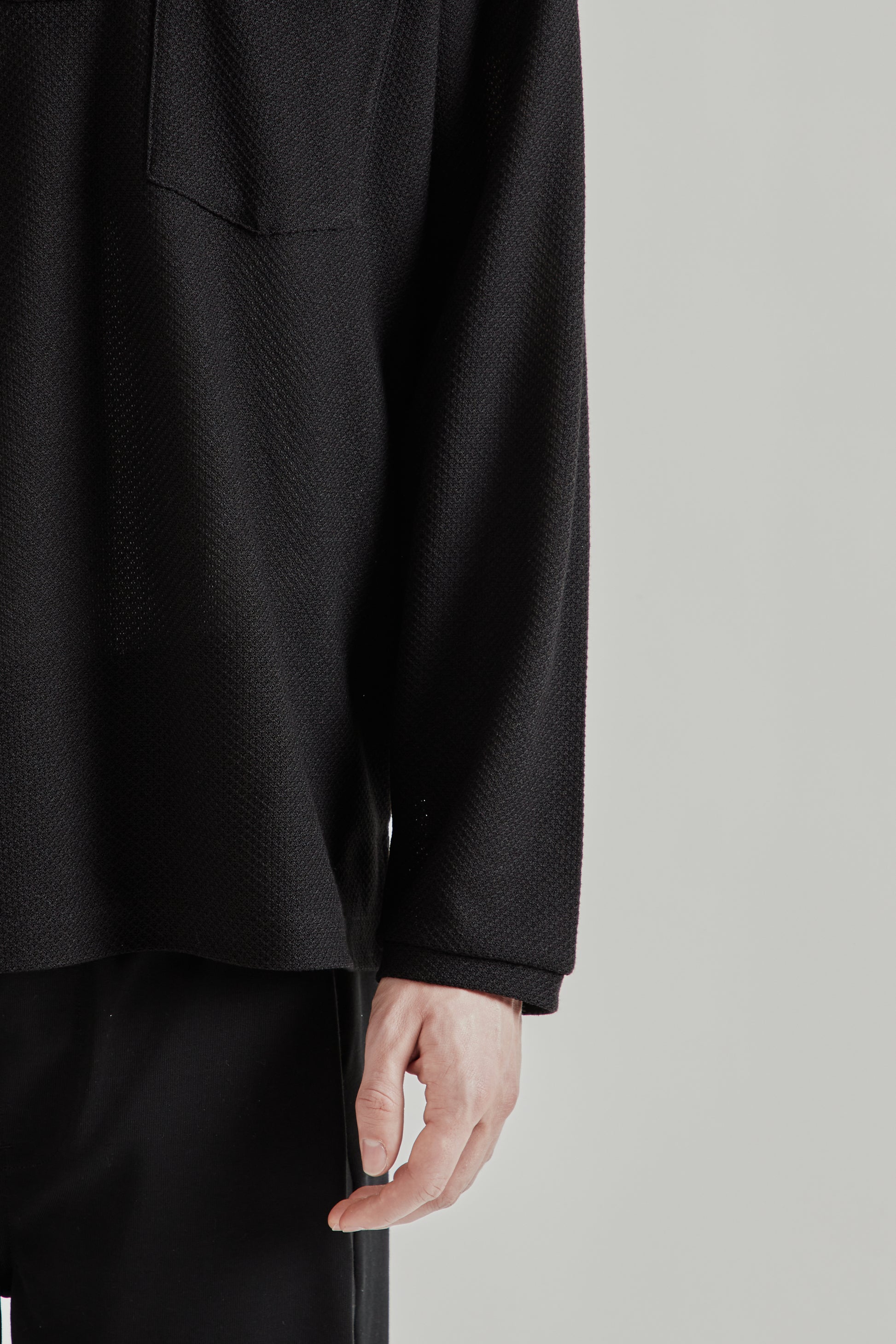 Still by Hand SS26 Moss Stitch Skipper Shirt Black2287