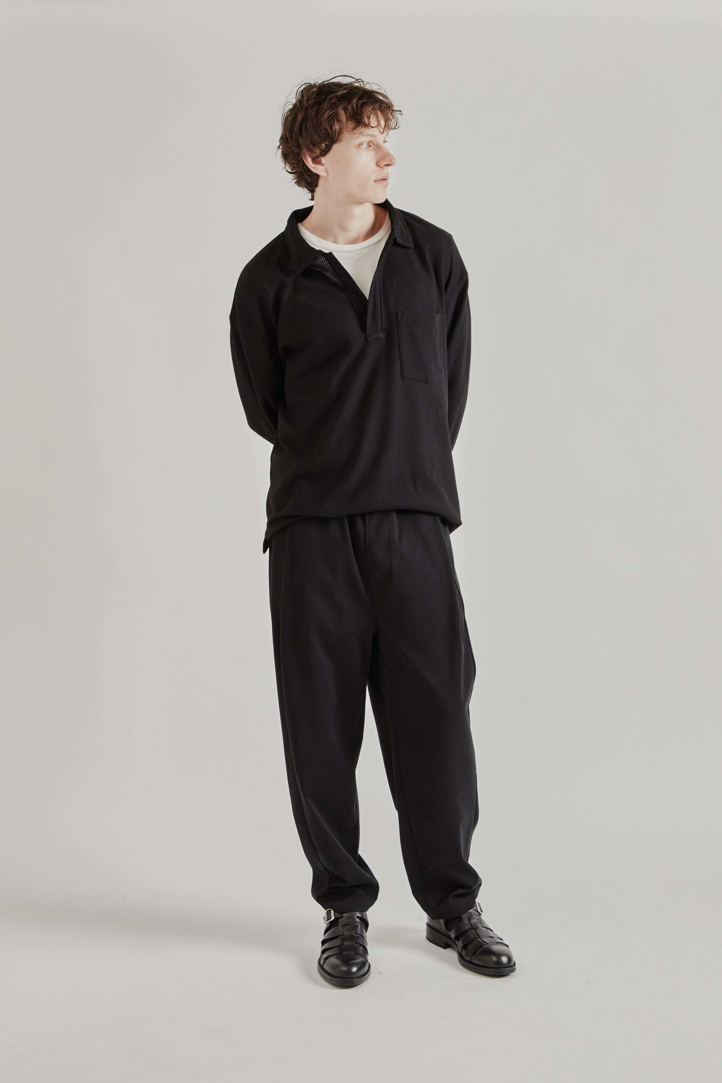 Still by Hand Moss Stitch Skipper Shirt - Black | Wallace