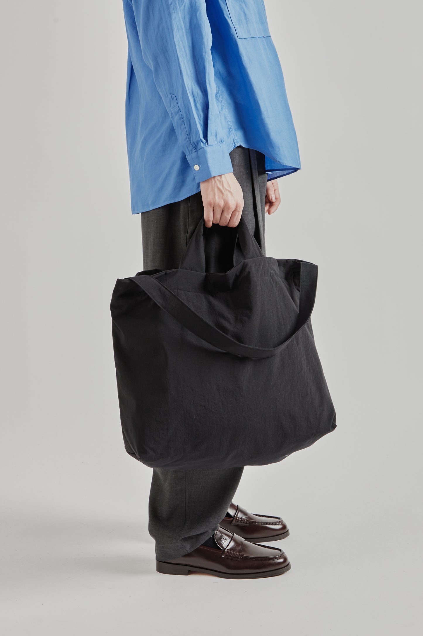 Still by Hand SS26 Nylon Ox Two-Way Bag Ink Black2197