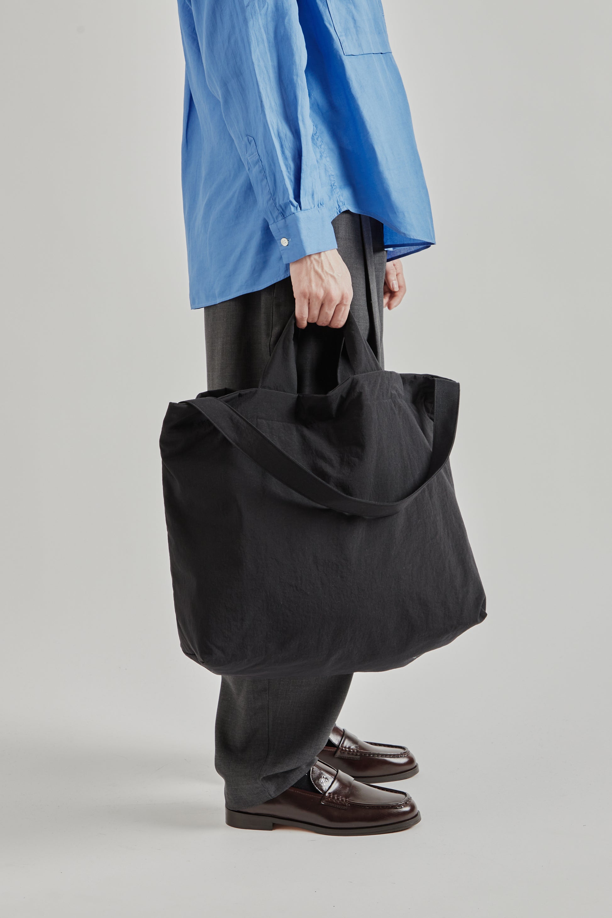 Still by Hand SS26 Nylon Ox Two-Way Bag Ink Black2197