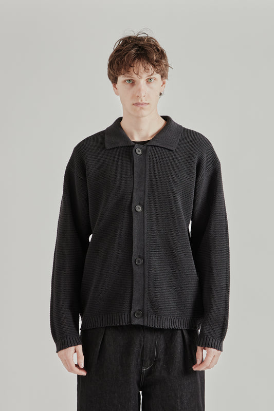 Still by Hand SS26 Paper Mixed Knit Blouson Ink Black2769