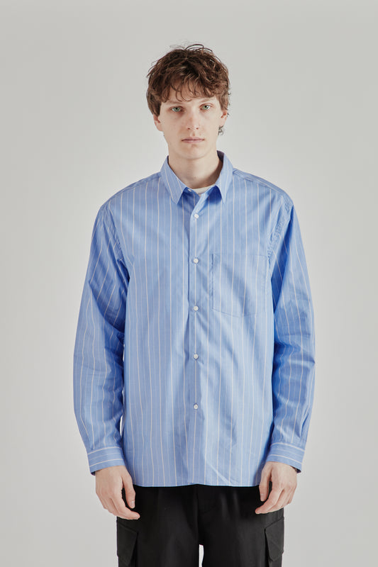 Still by Hand SS26 Regular Collar Shirt Blue Stripe2482