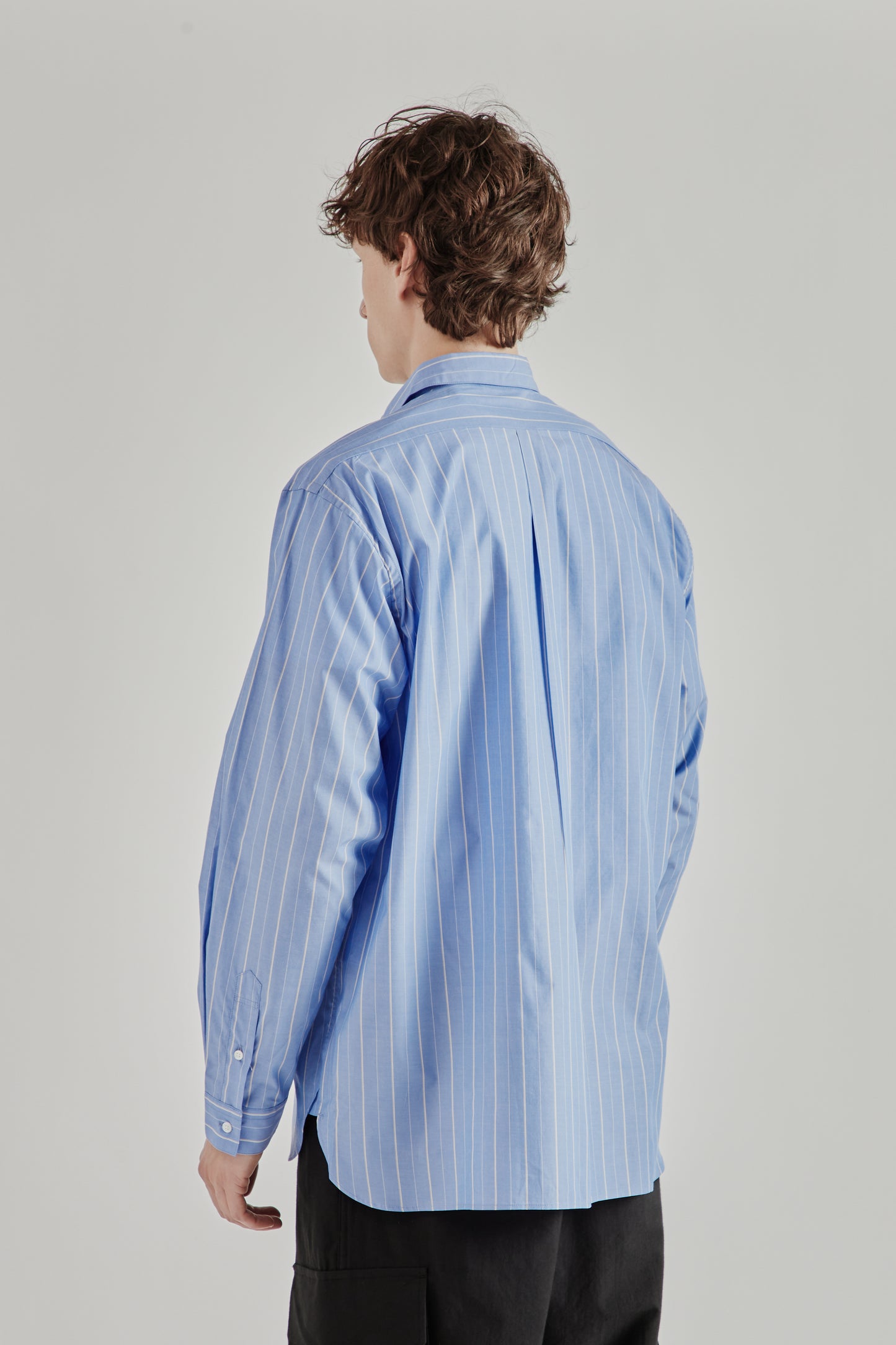 Still by Hand SS26 Regular Collar Shirt Blue Stripe2489
