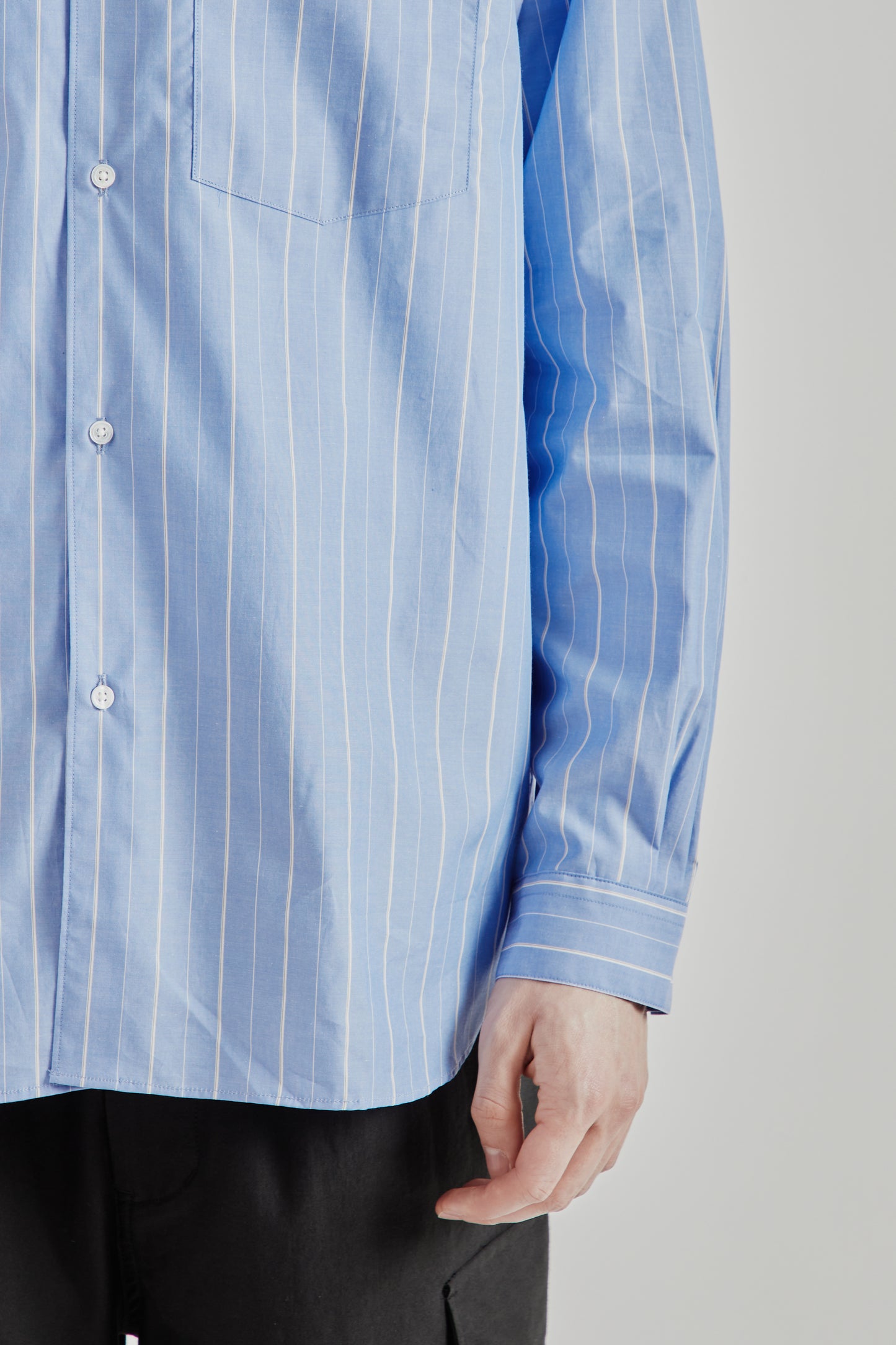Still by Hand SS26 Regular Collar Shirt Blue Stripe2496