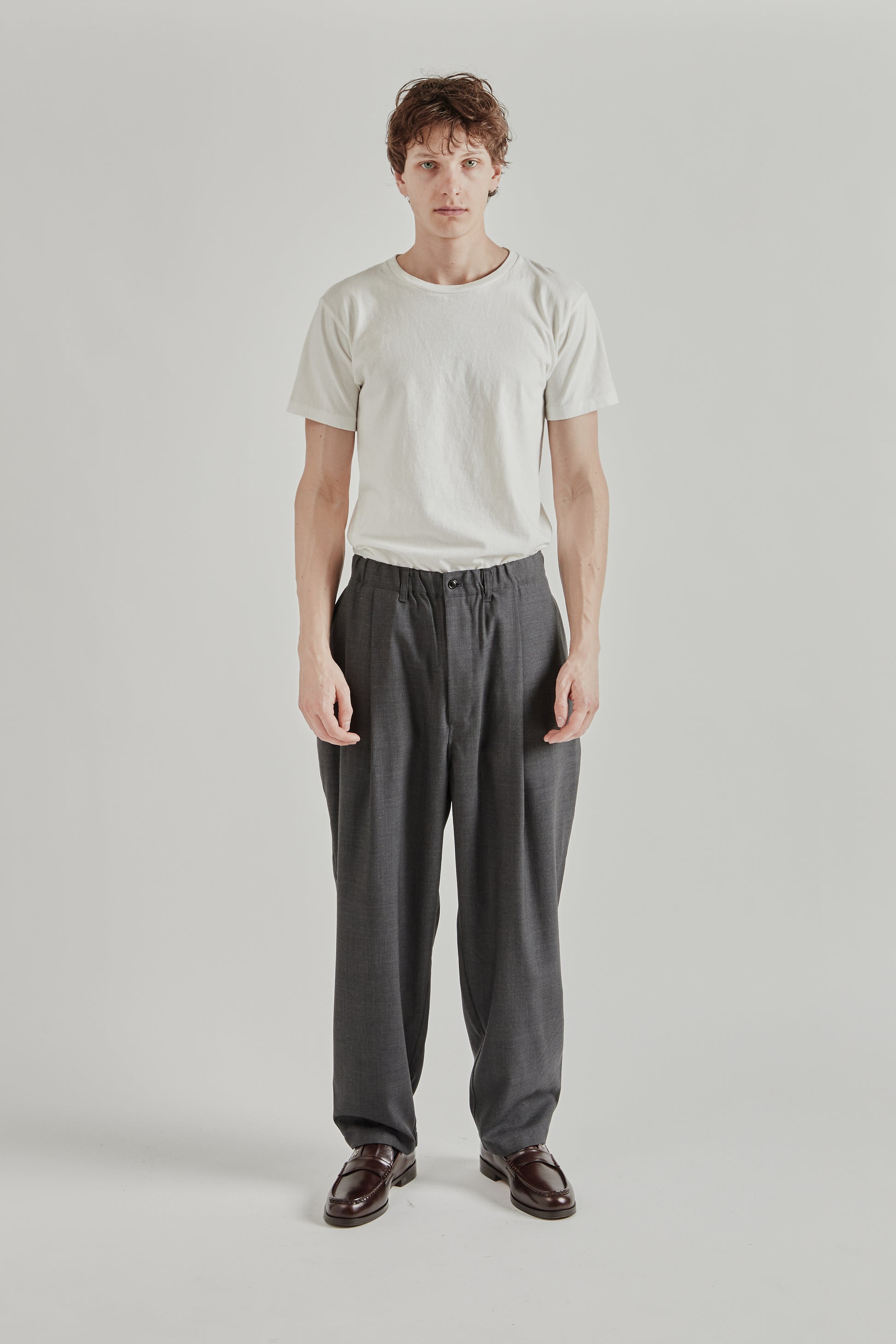 Still by Hand SS26 Summer Wool Wide Pants Charcoal2141