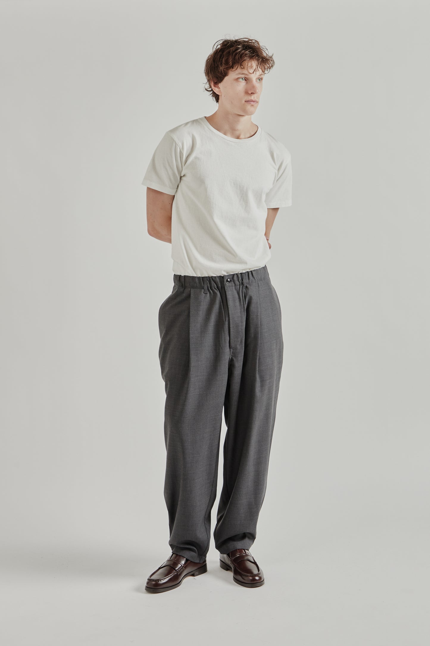Still by Hand SS26 Summer Wool Wide Pants Charcoal2160