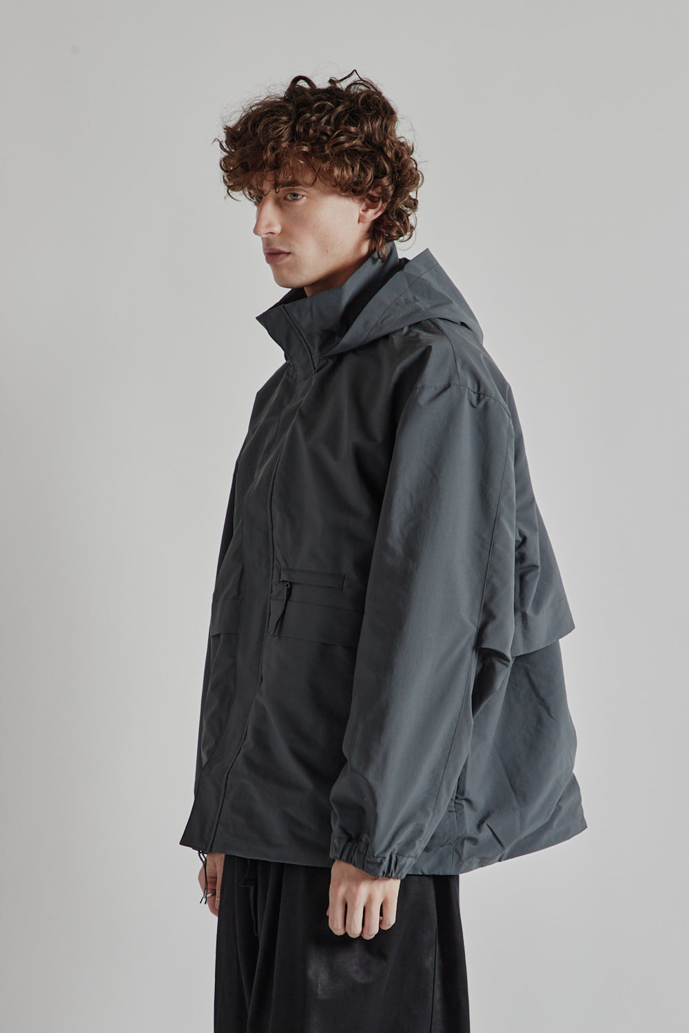 Stand Collar Field Jacket - Blue Gray