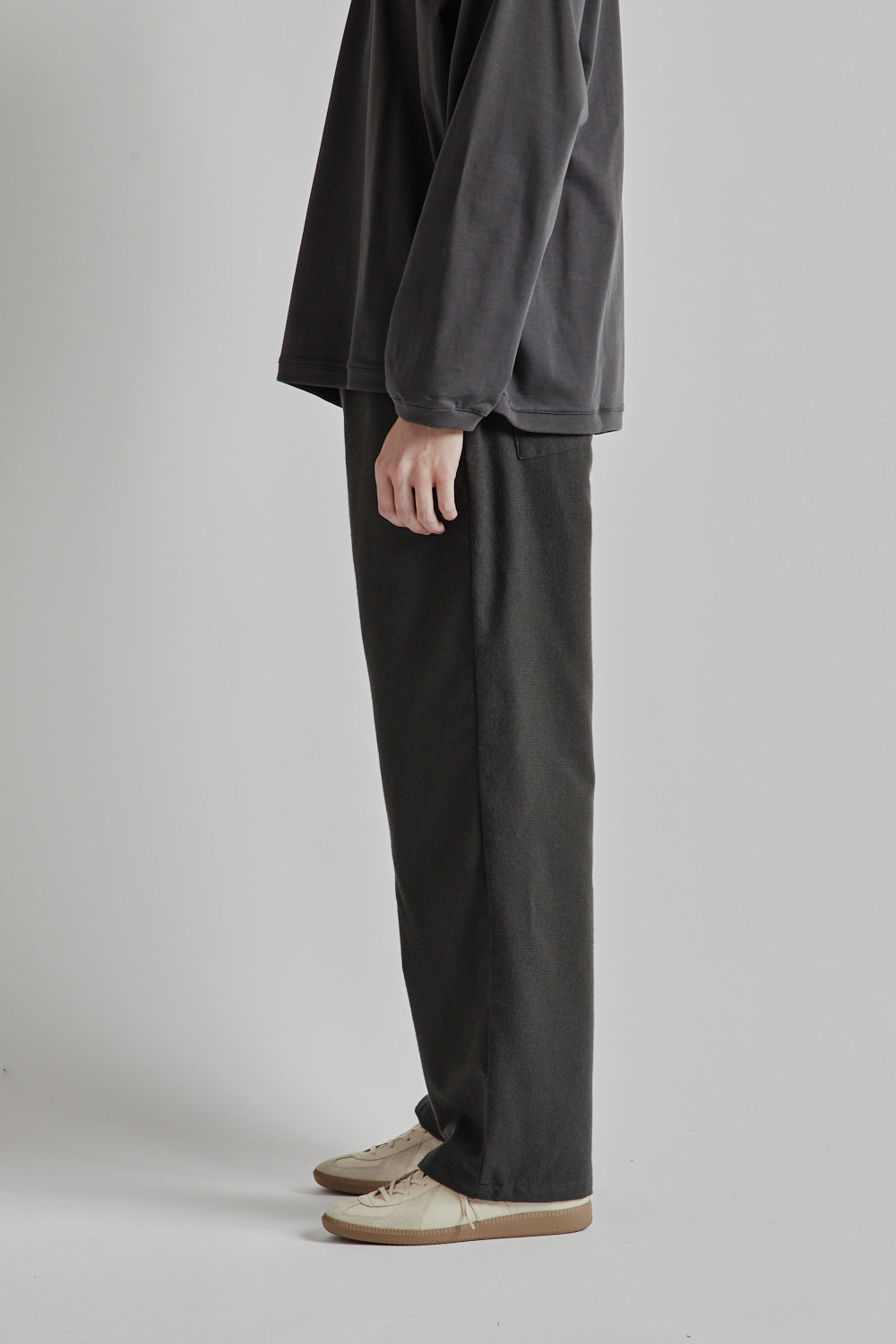 Wool Mix Easy Pants - Charcoal