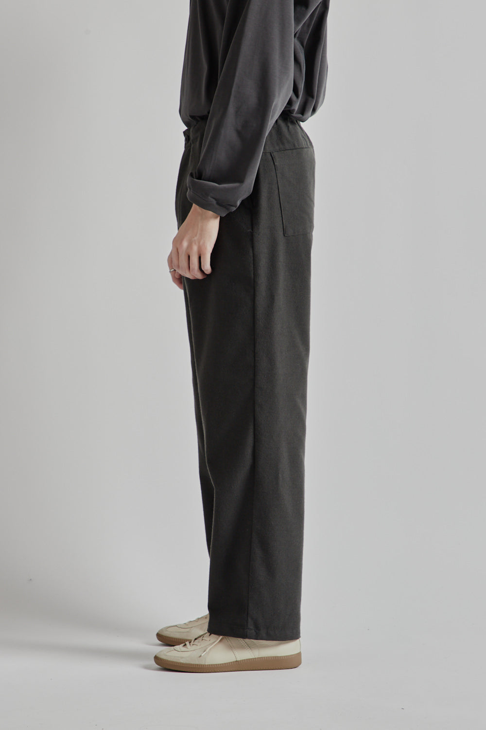 Wool Mix Easy Pants - Charcoal