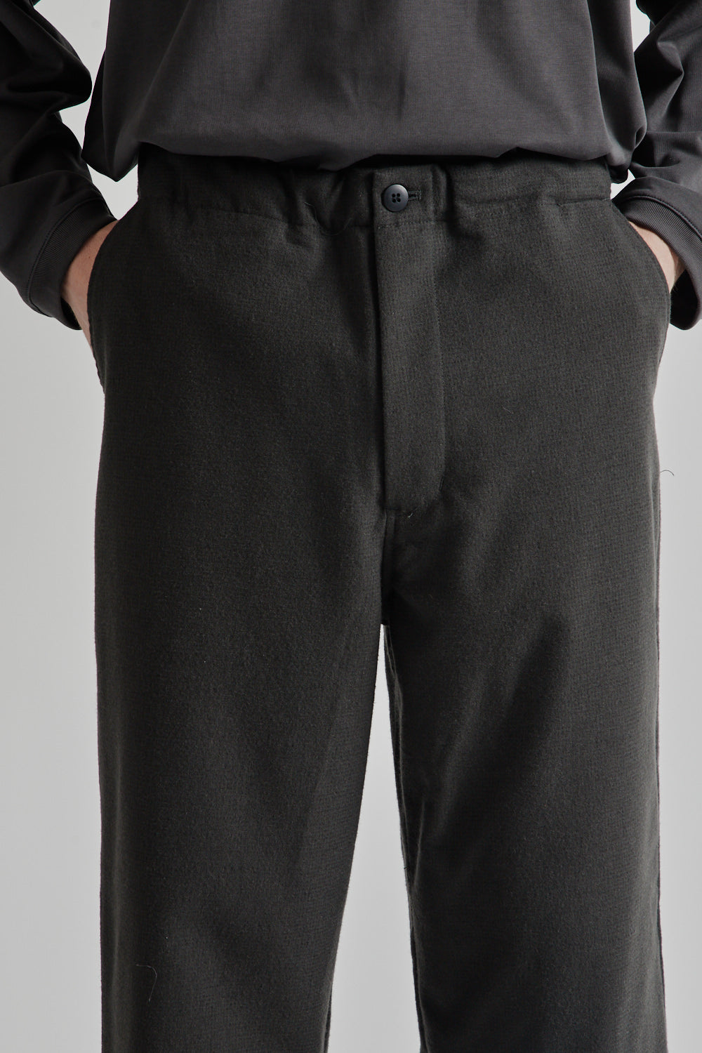 Wool Mix Easy Pants - Charcoal