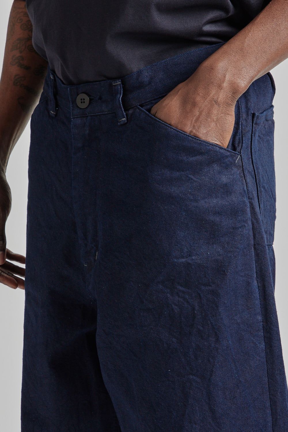 Still by hand ss25 11.5oz Denim Straight Pants Dark Navy 012