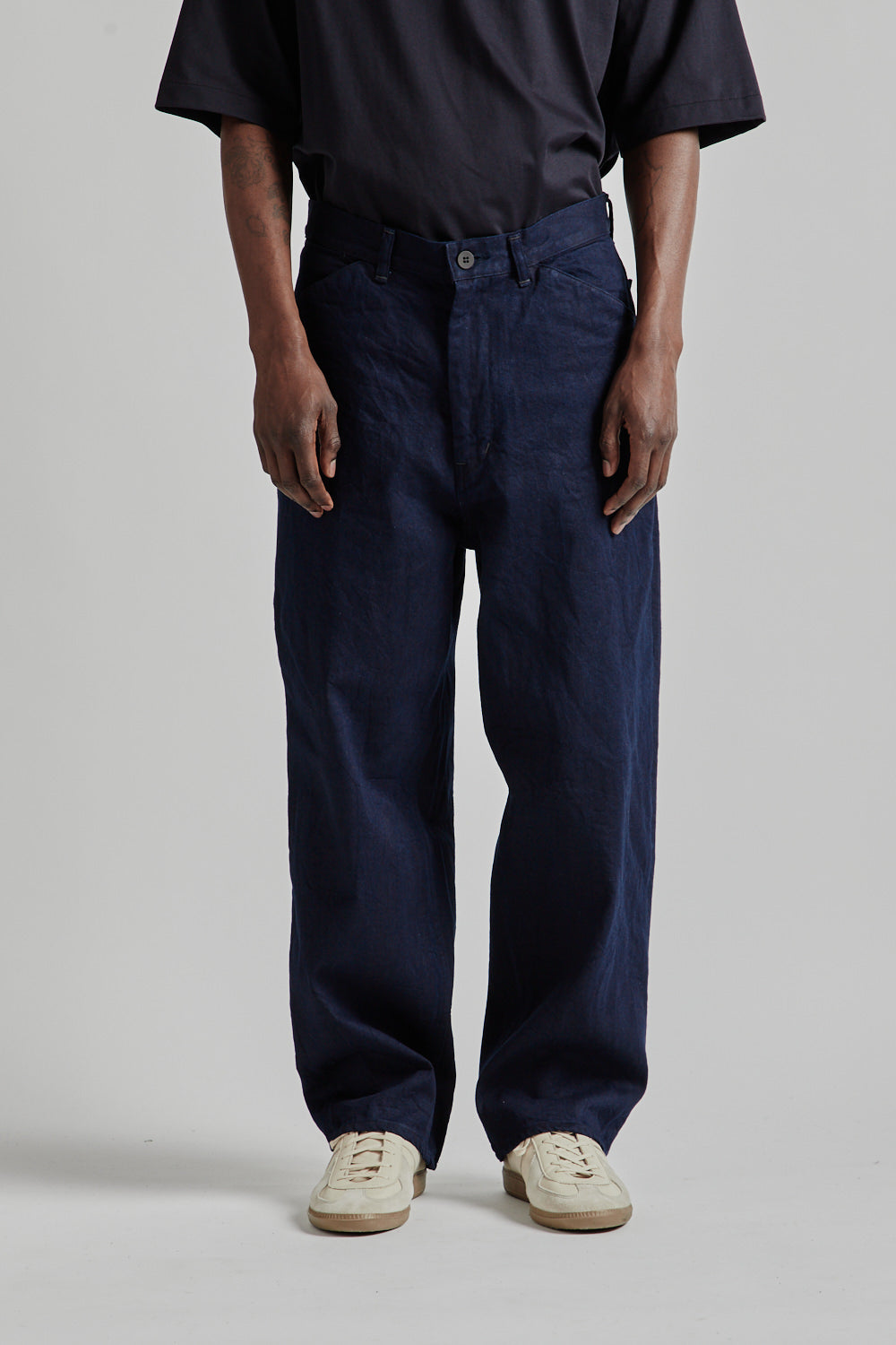 Still By Hand 11.5 oz Denim Straight Pants - Dark Navy | Wallace