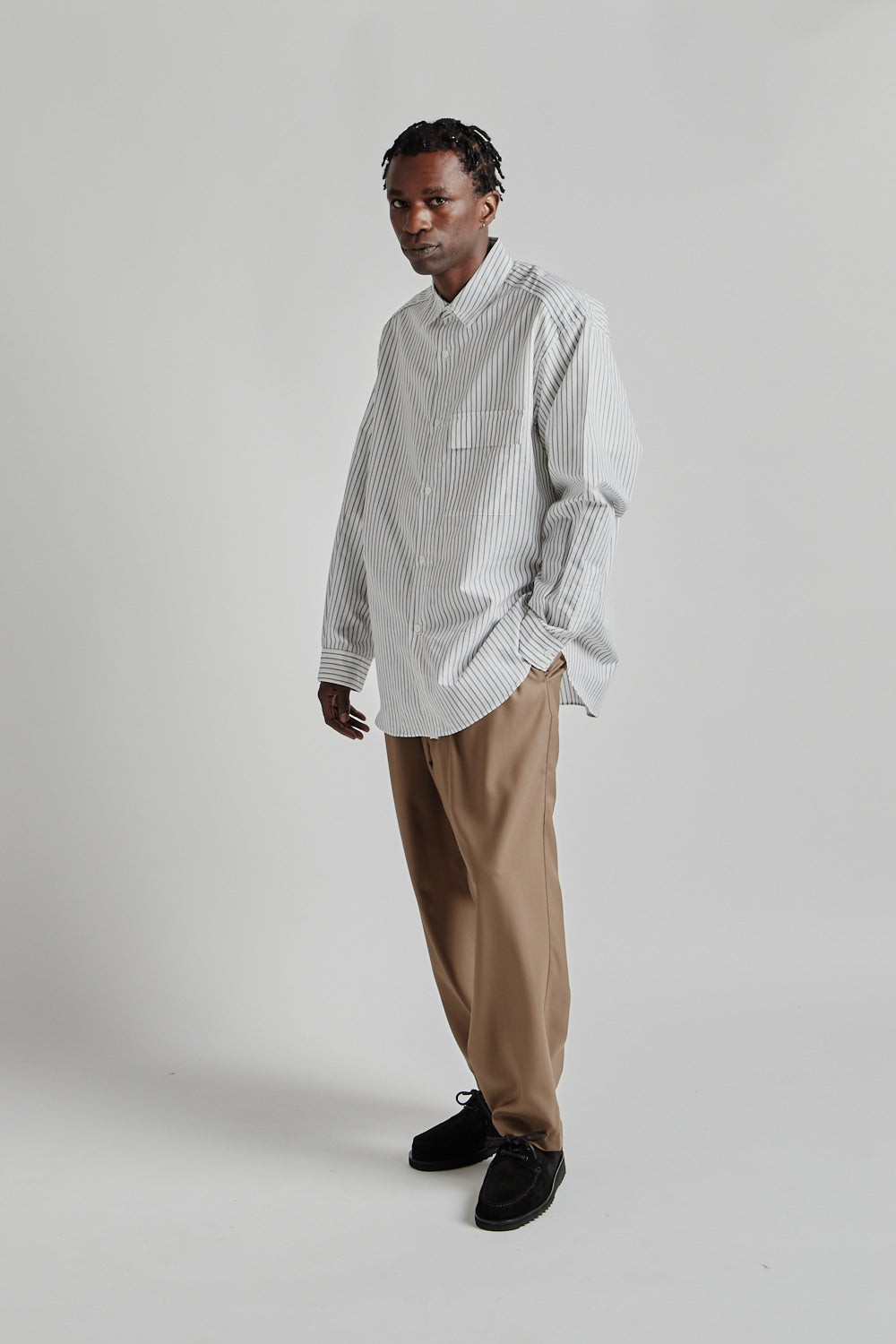 L'Appartement DEUXIEME CLASSE - L'A　SZ Blockprints　OVERSIZE STRIPE SHIRT Still By Hand Oversized Shirt - White Stripe | Wallace