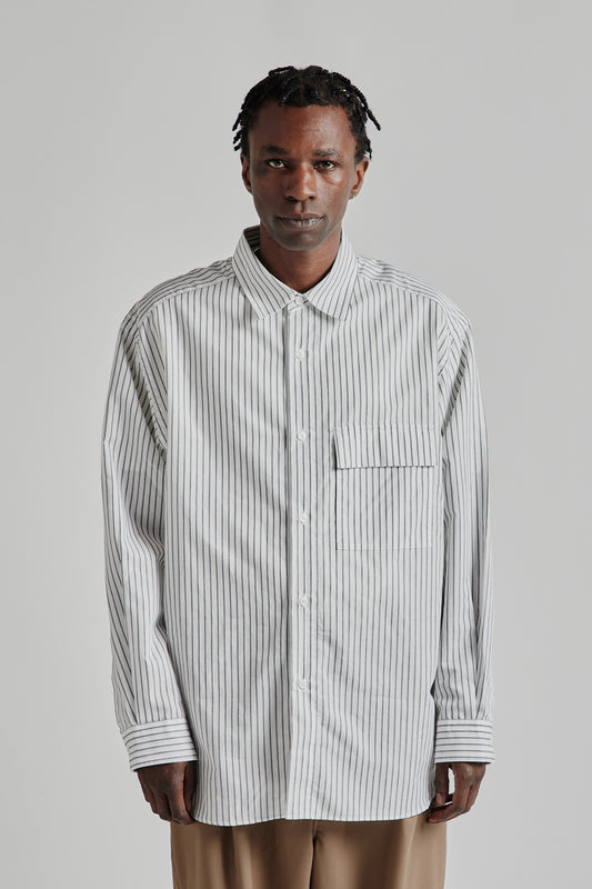 Still by hand ss25 Oversized Shirt White Stripe 02