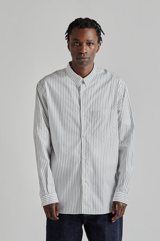 Still by hand ss25 Regular Collar Shirt White Stripe 03