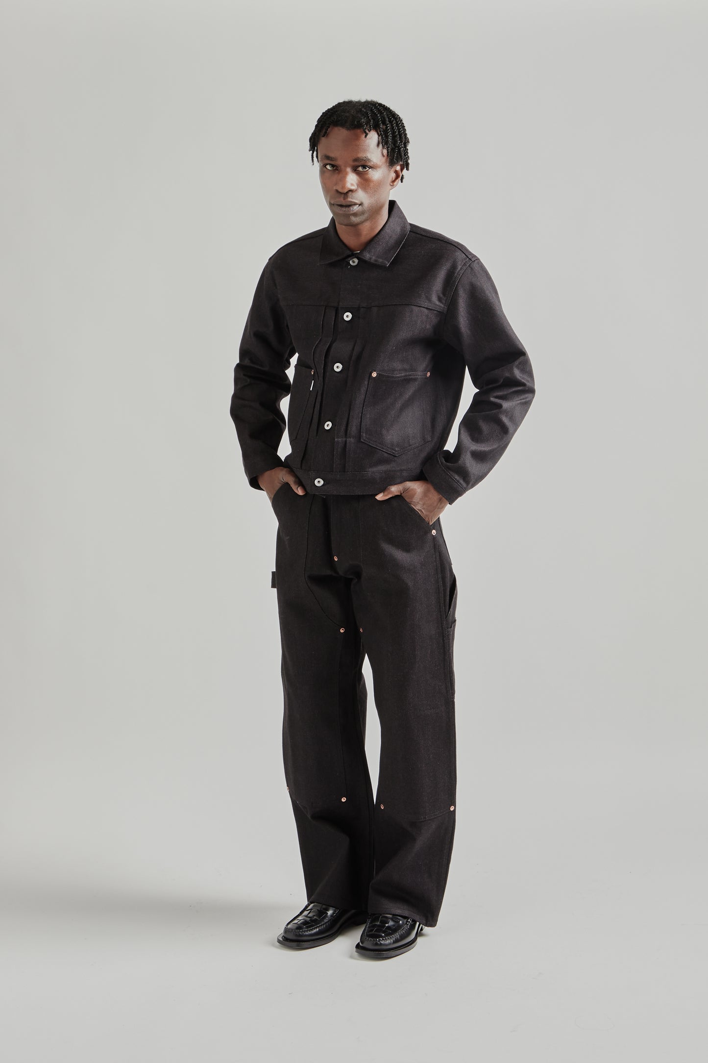 Twisted Heather Denim Jacket - Red/Black