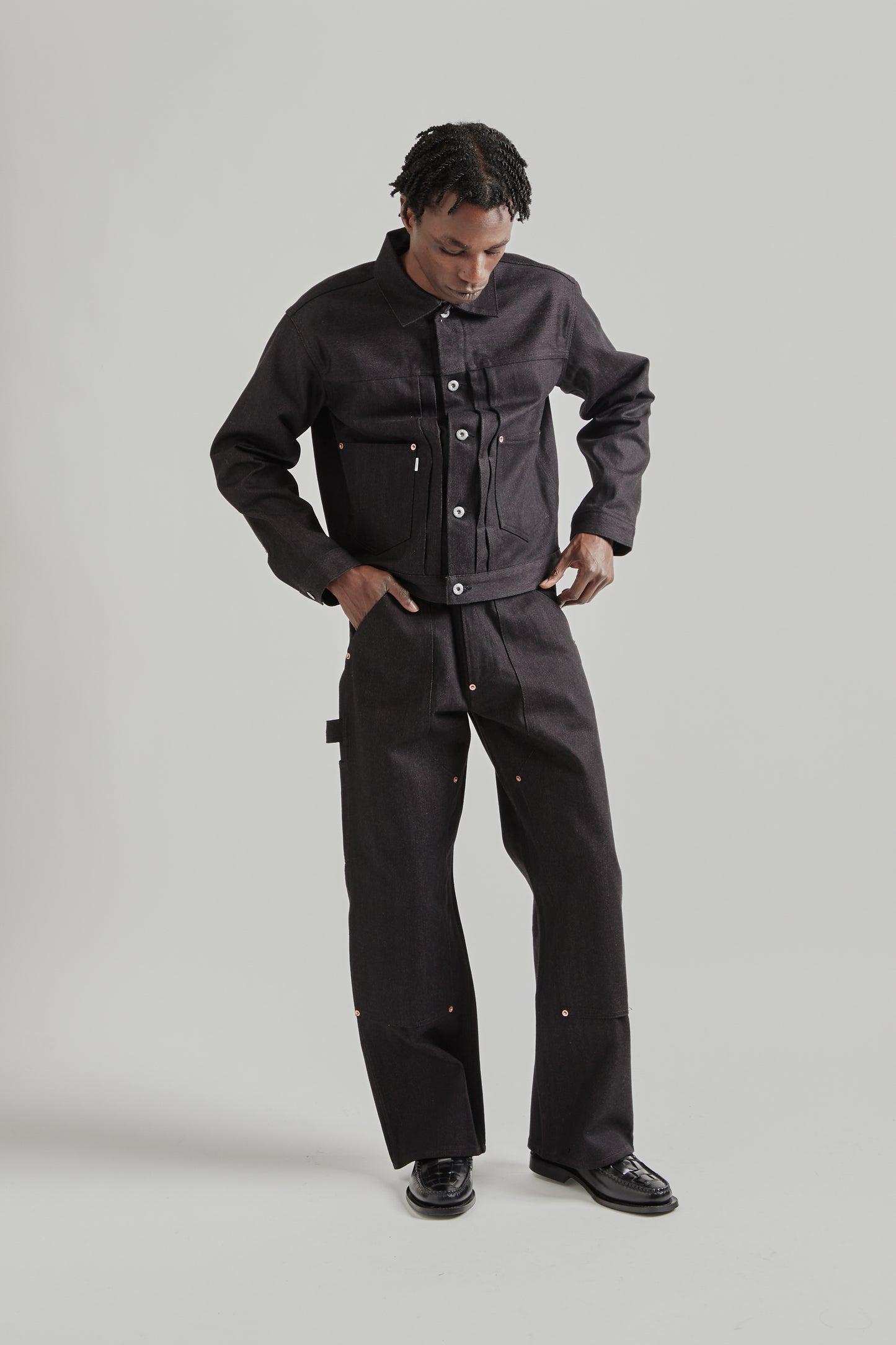 Twisted Heather Denim Jacket - Red/Black