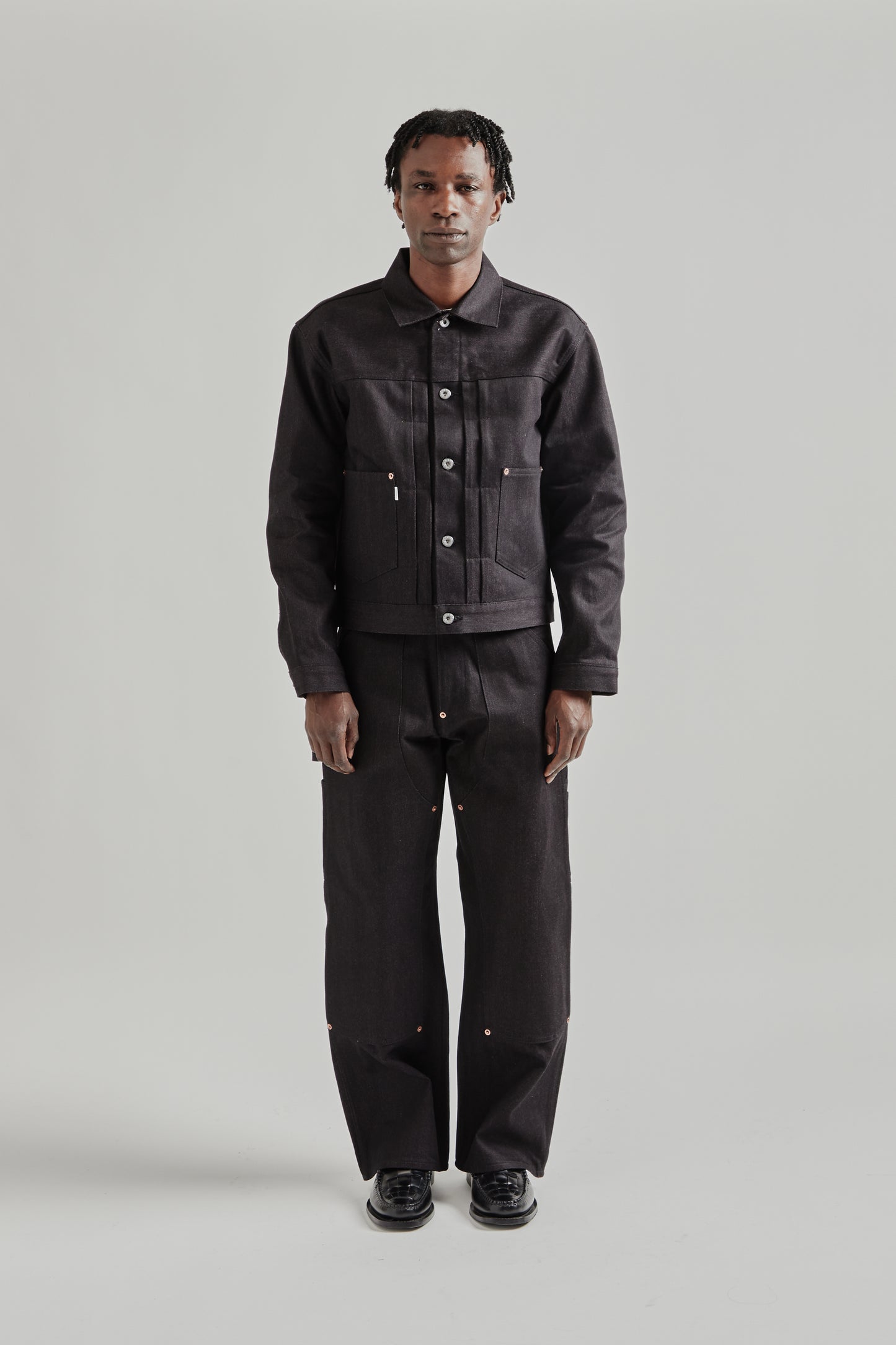 Twisted Heather Denim Jacket - Red/Black