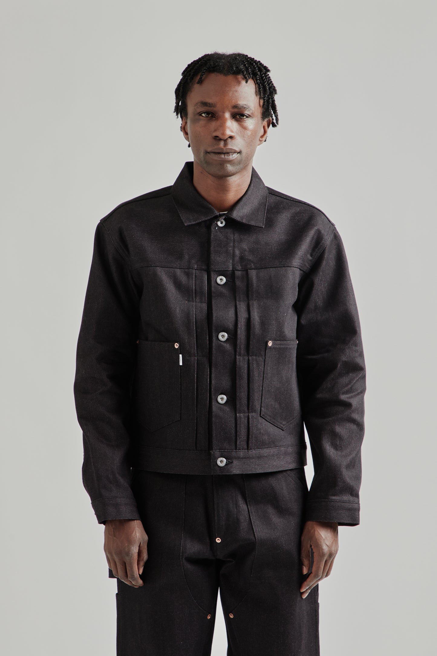 Twisted Heather Denim Jacket - Red/Black