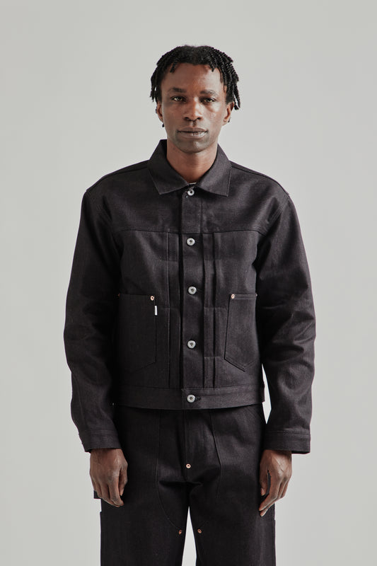 Twisted Heather Denim Jacket - Red/Black