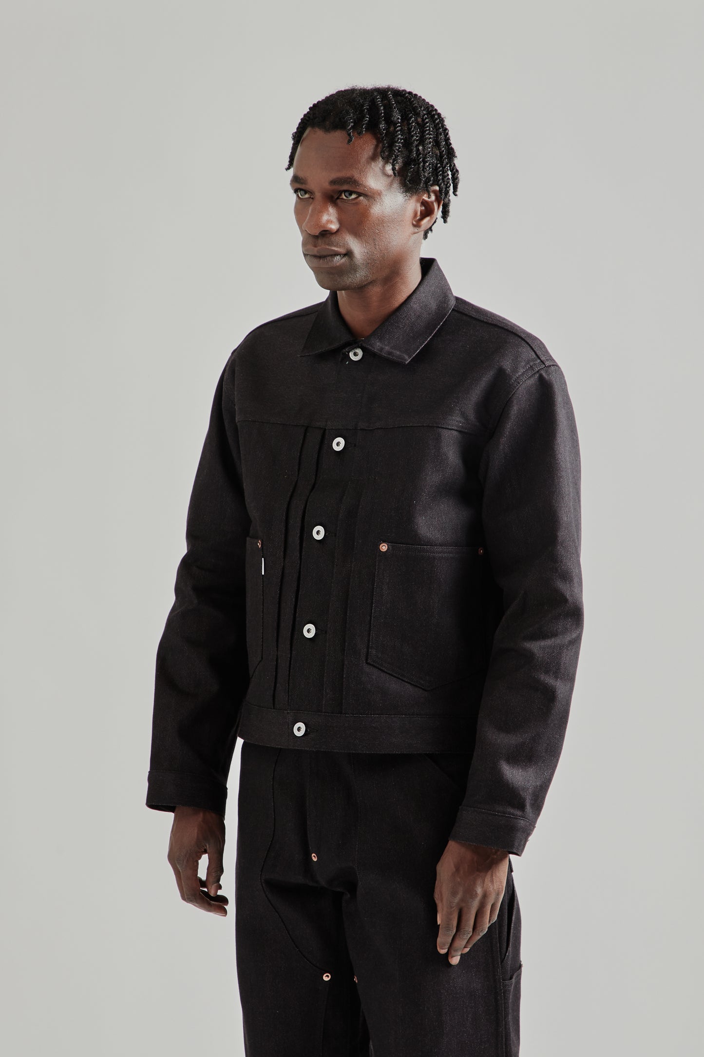 Twisted Heather Denim Jacket - Red/Black