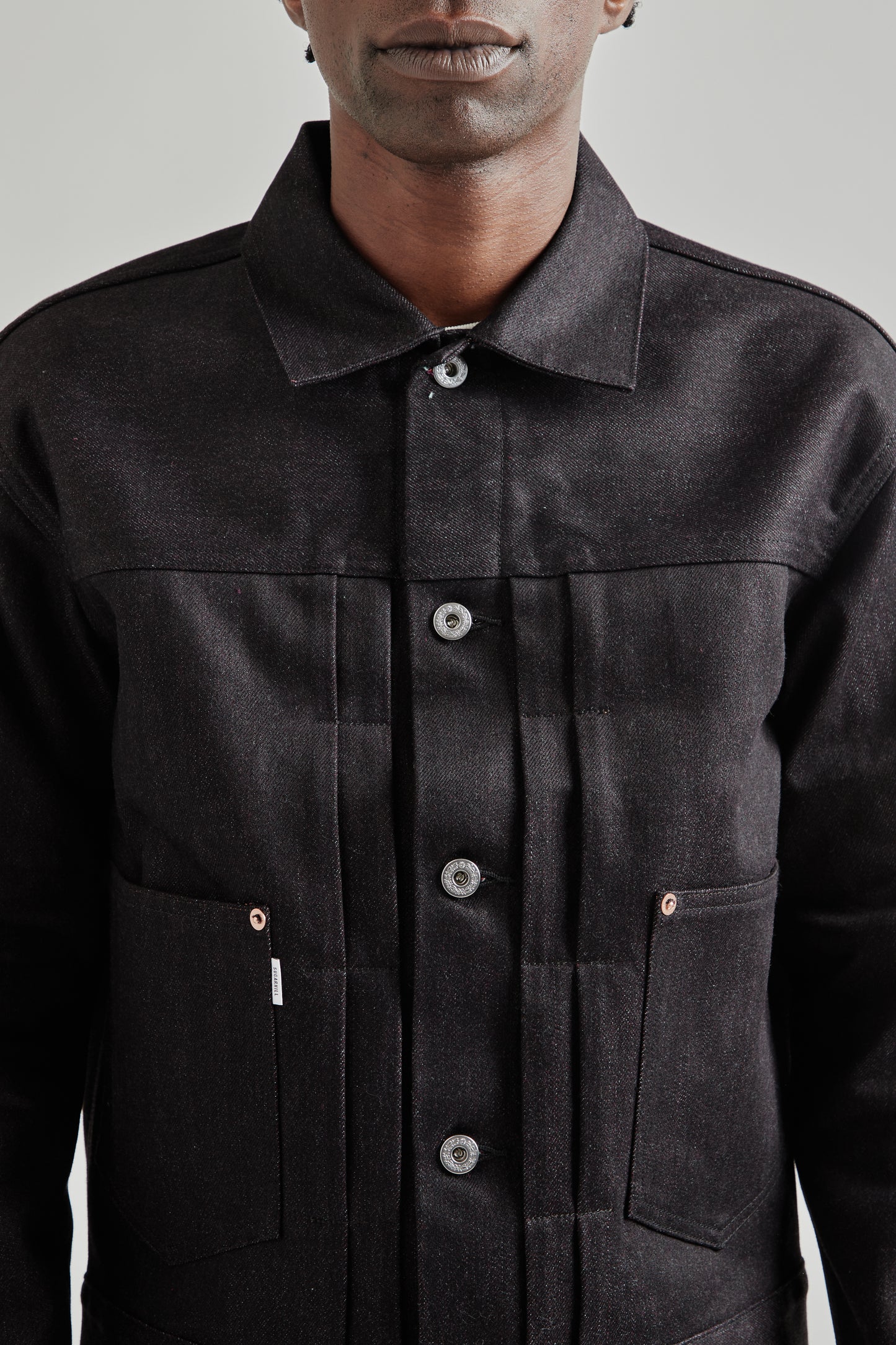 Twisted Heather Denim Jacket - Red/Black