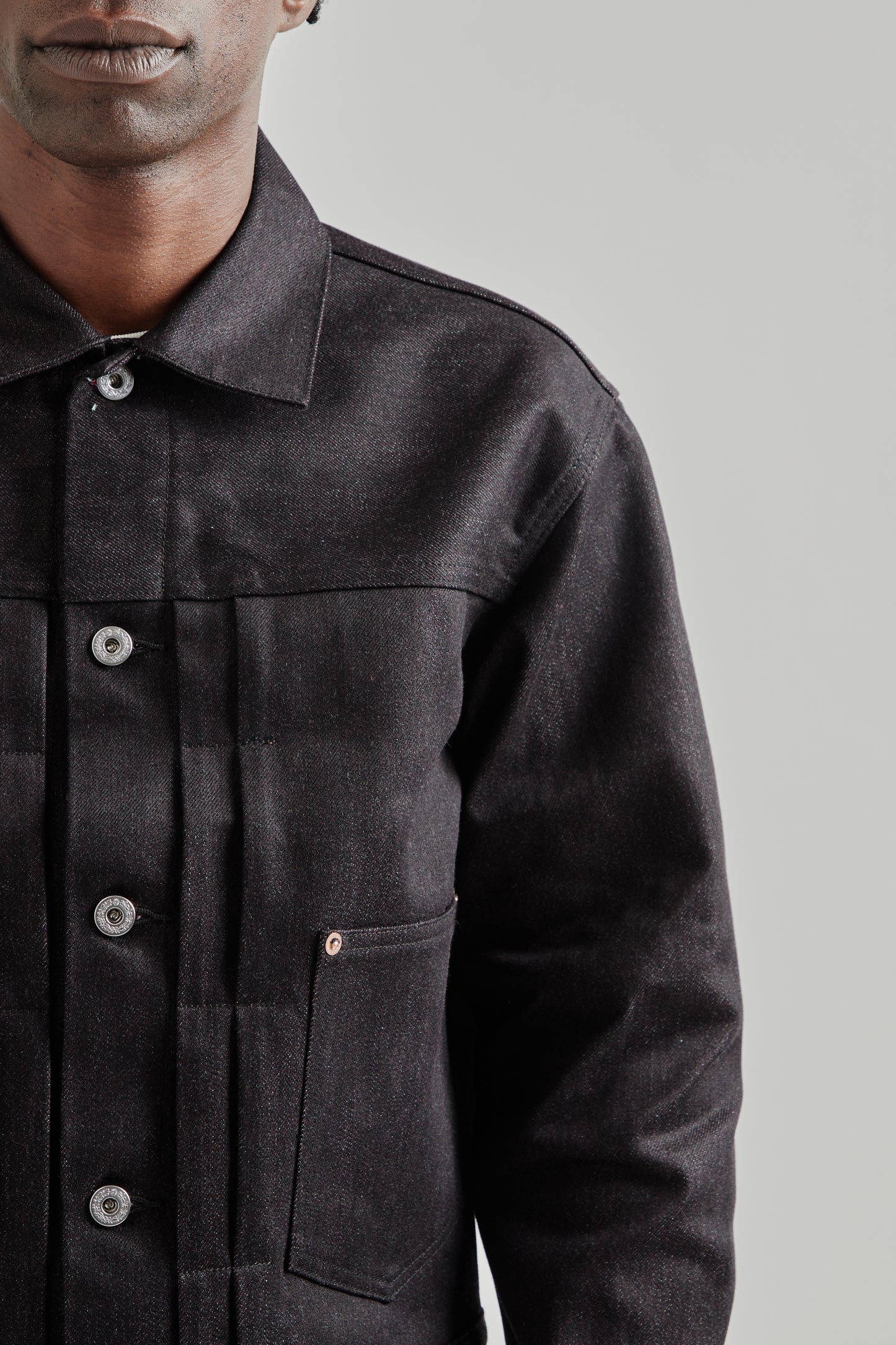 Twisted Heather Denim Jacket - Red/Black