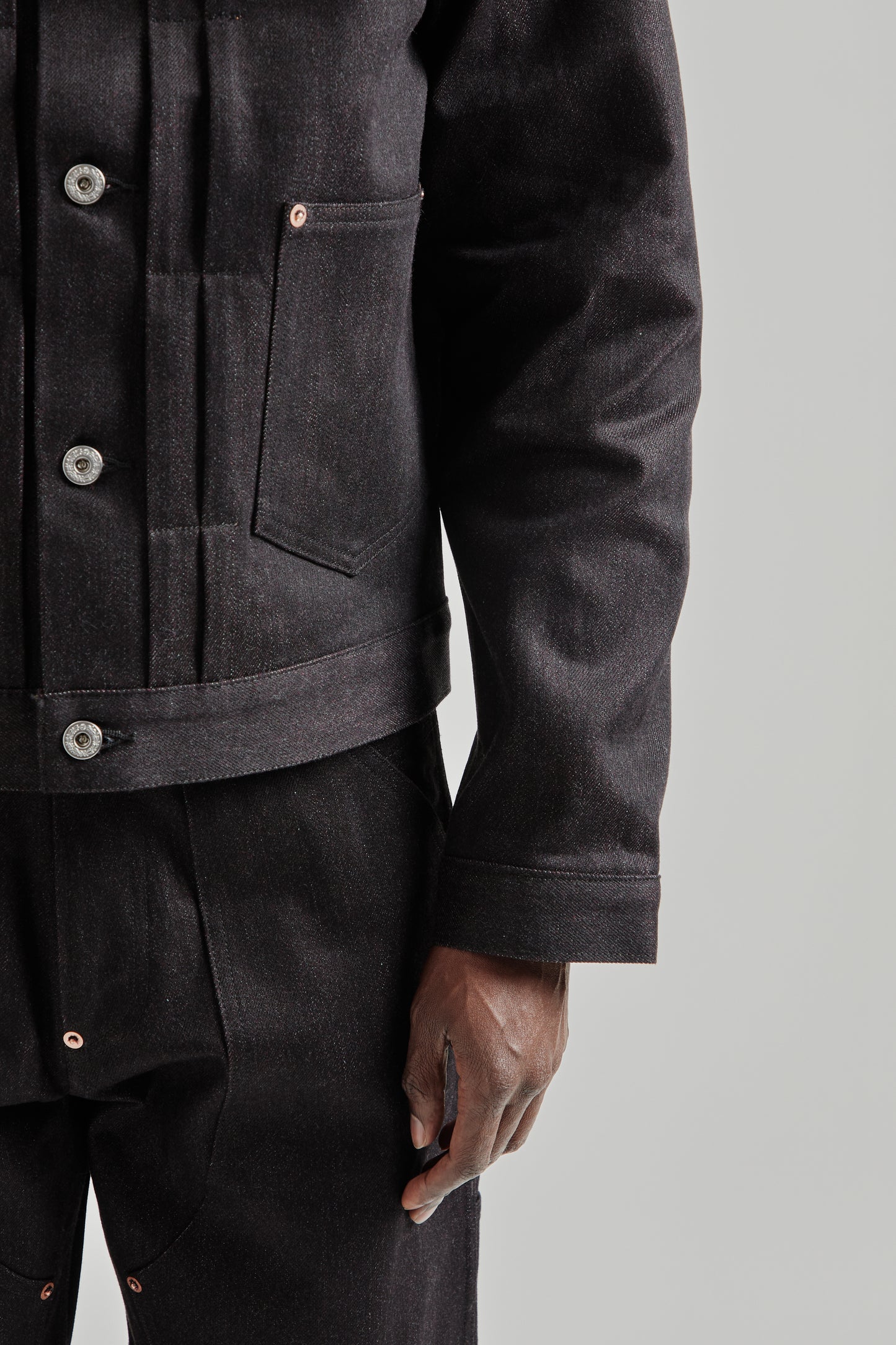 Twisted Heather Denim Jacket - Red/Black