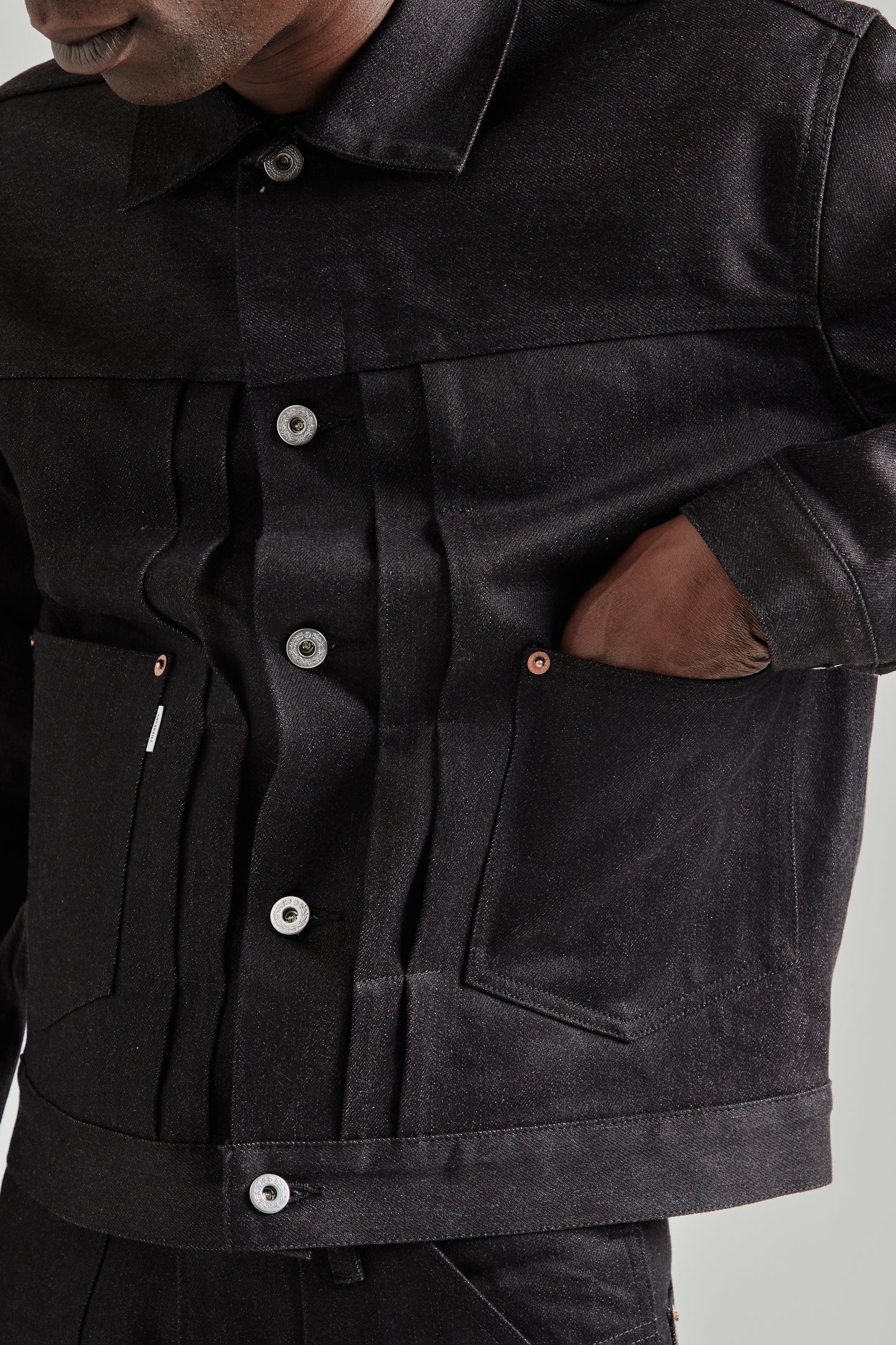 Twisted Heather Denim Jacket - Red/Black