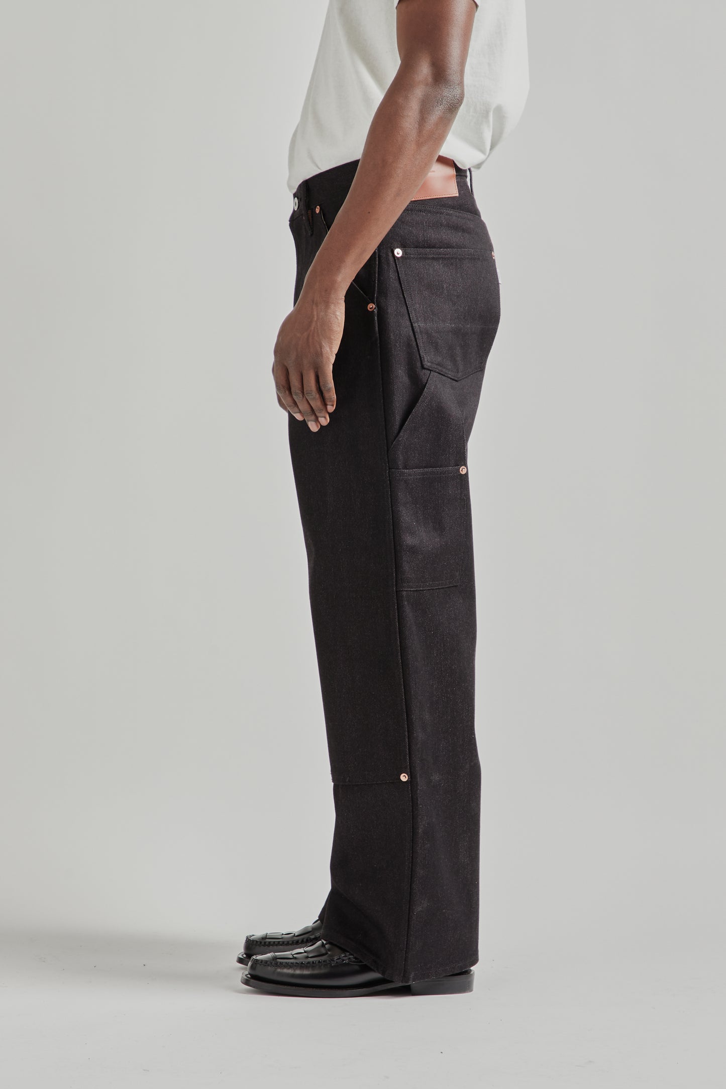 Twisted Heather Denim Pants Double Knee - Red/Black