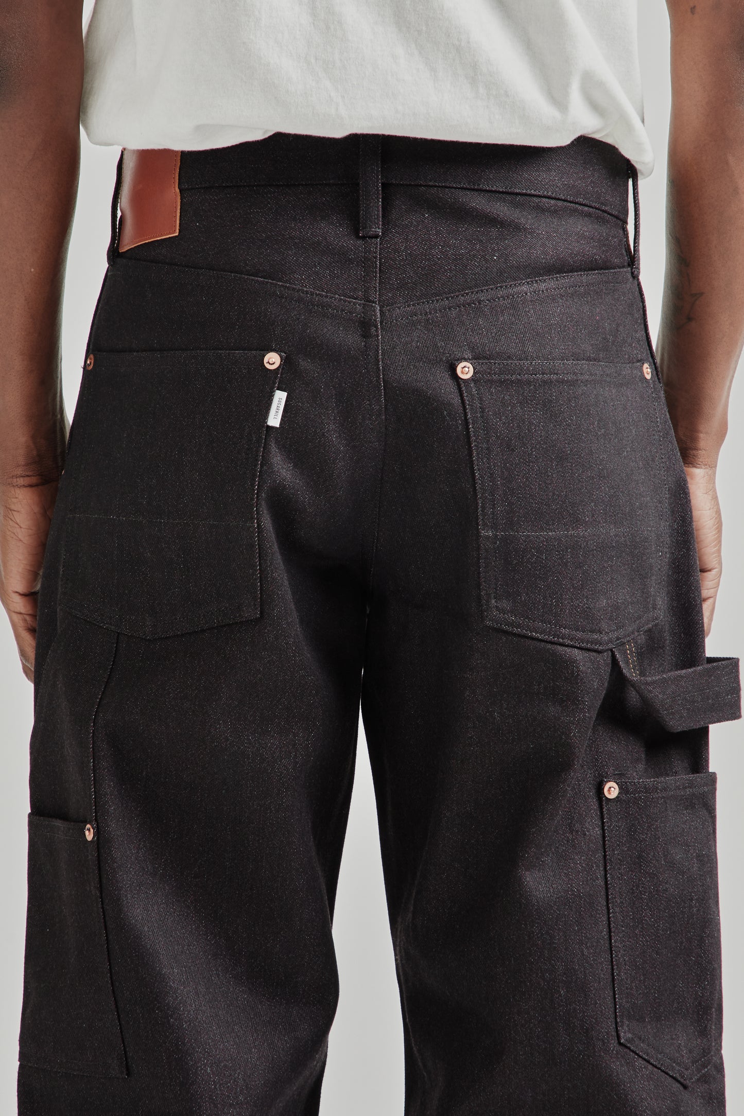 Twisted Heather Denim Pants Double Knee - Red/Black