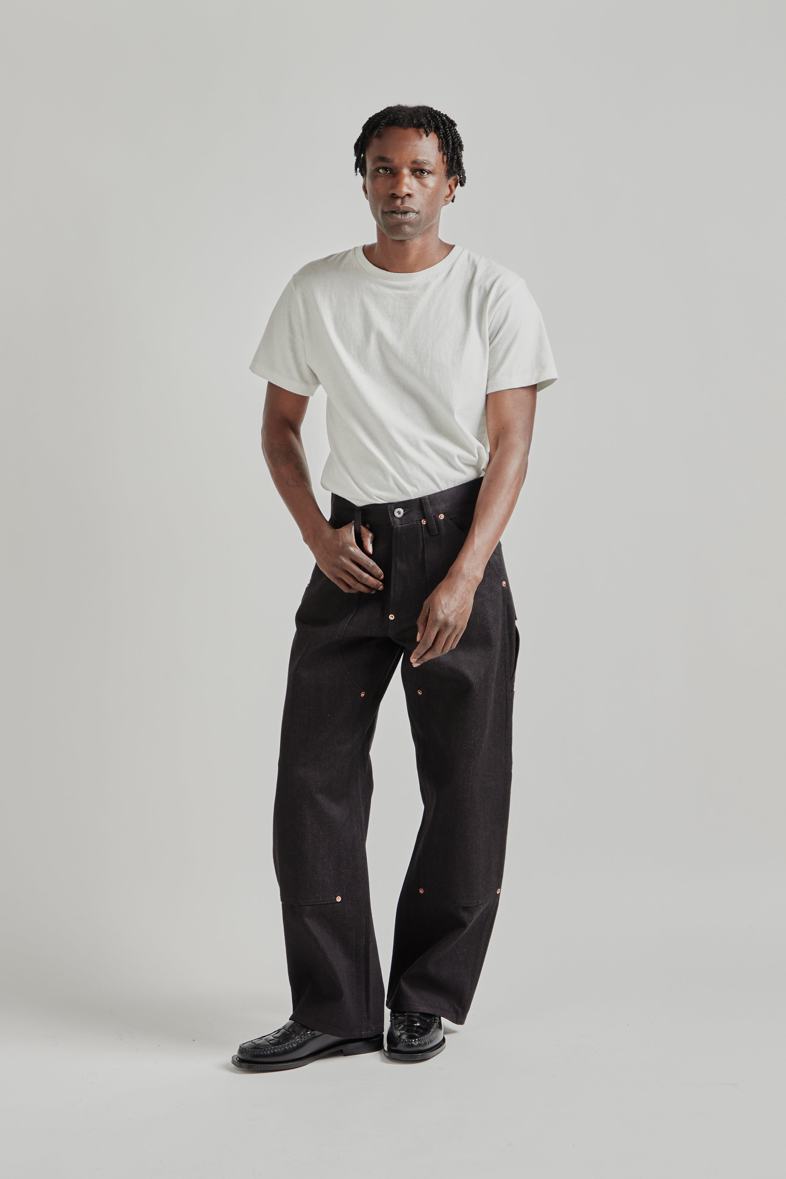 Sugarhill Twisted Heather Denim Pants Double Knee - Red/Black