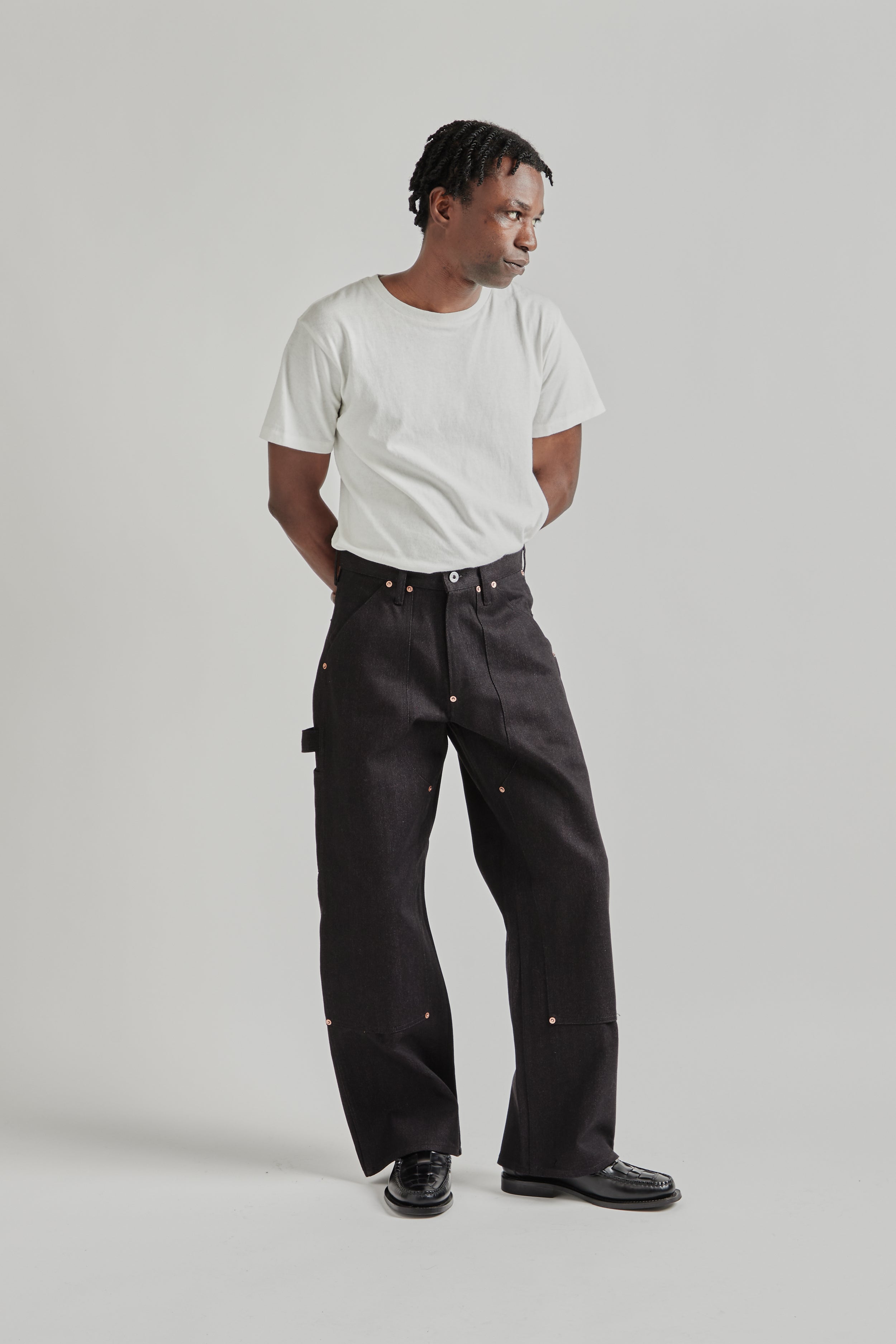 Sugarhill Twisted Heather Denim Pants Double Knee - Red/Black